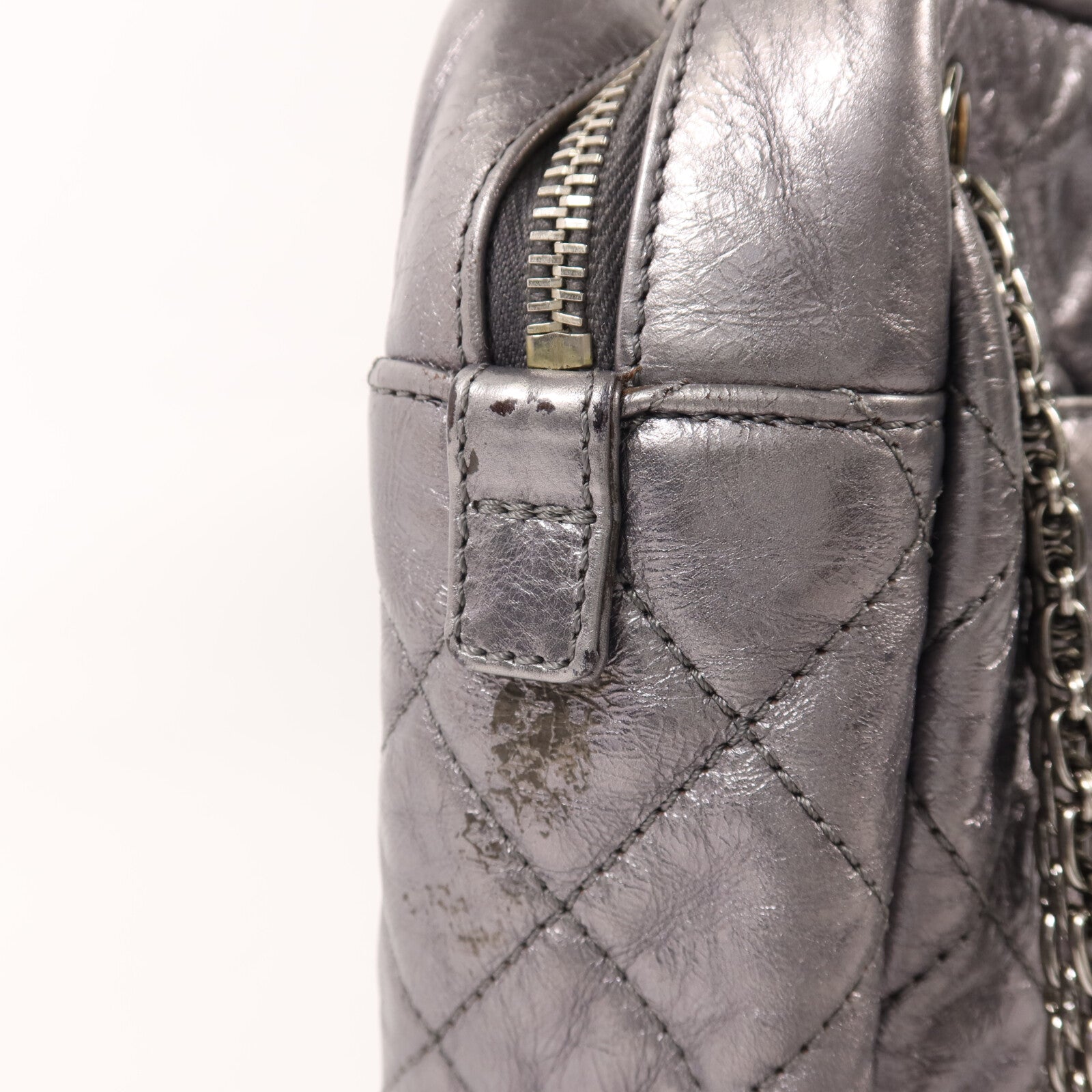 CHANEL 牛皮皮革Shoulder Bag銀扣鏈帶肩背袋