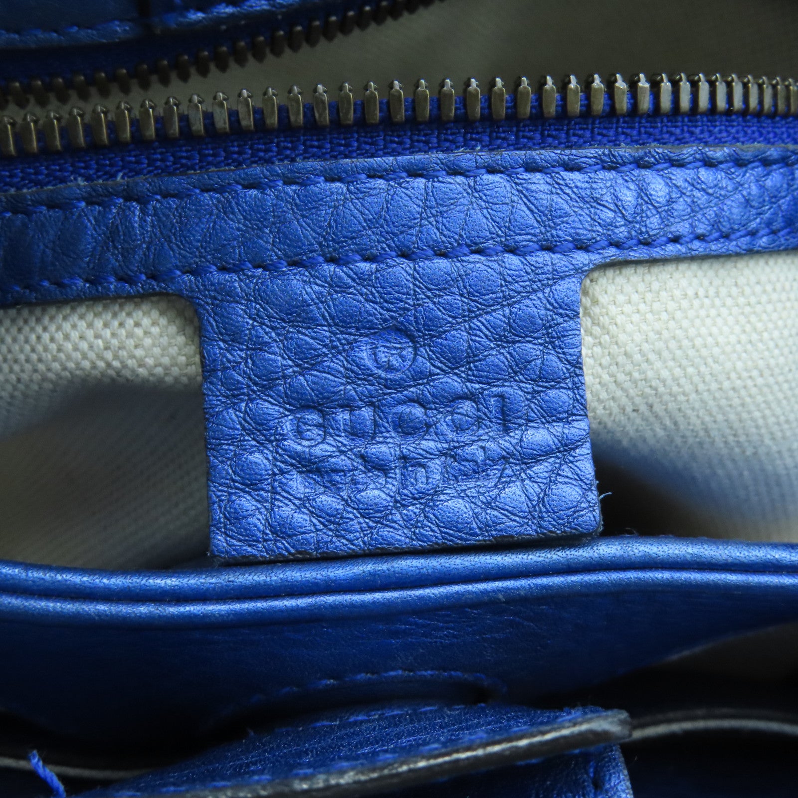 GUCCI leather Bamboo 2way Shoulder silver buckle handle shoulder bag blue