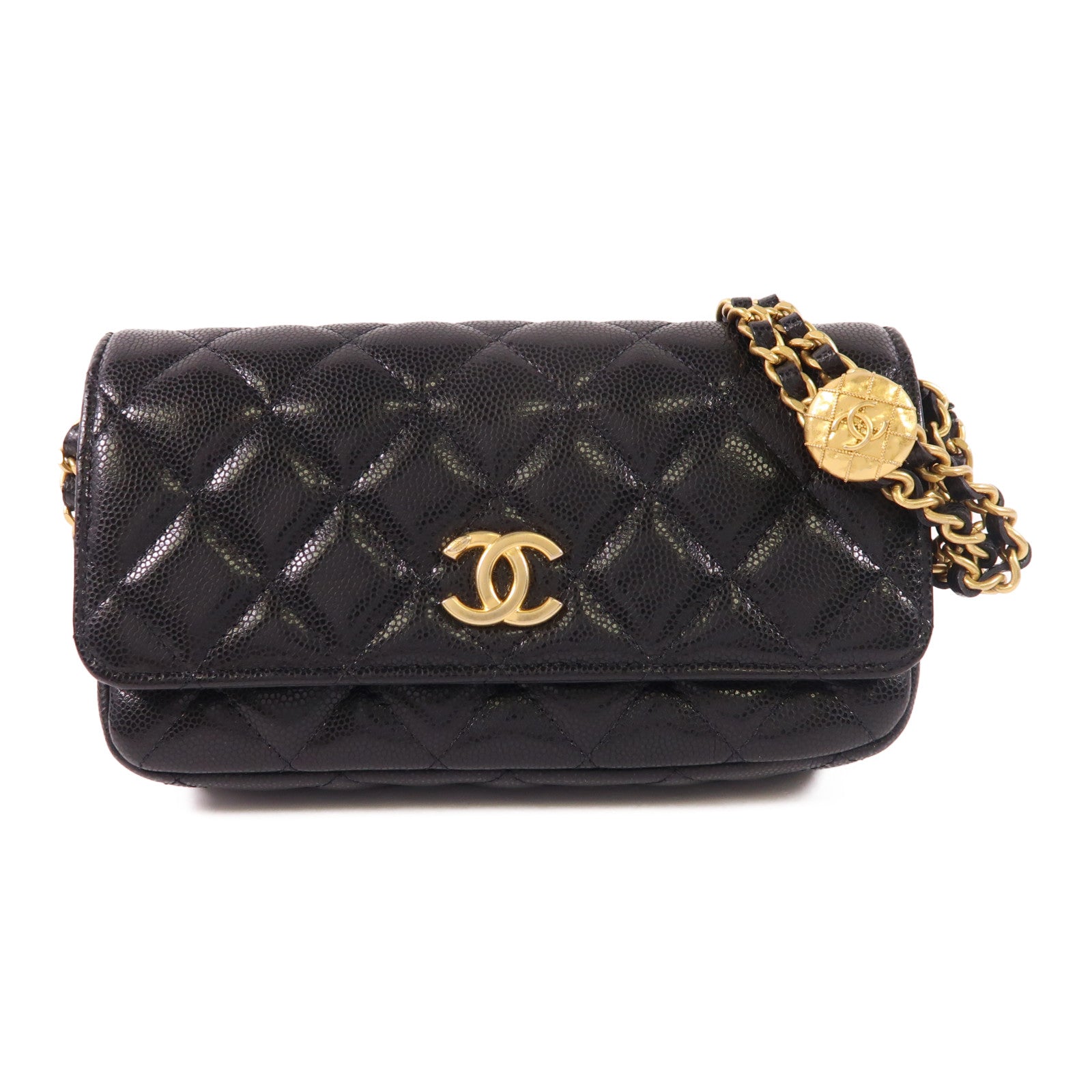 CHANEL 牛皮皮革Waist Bag金扣腰包