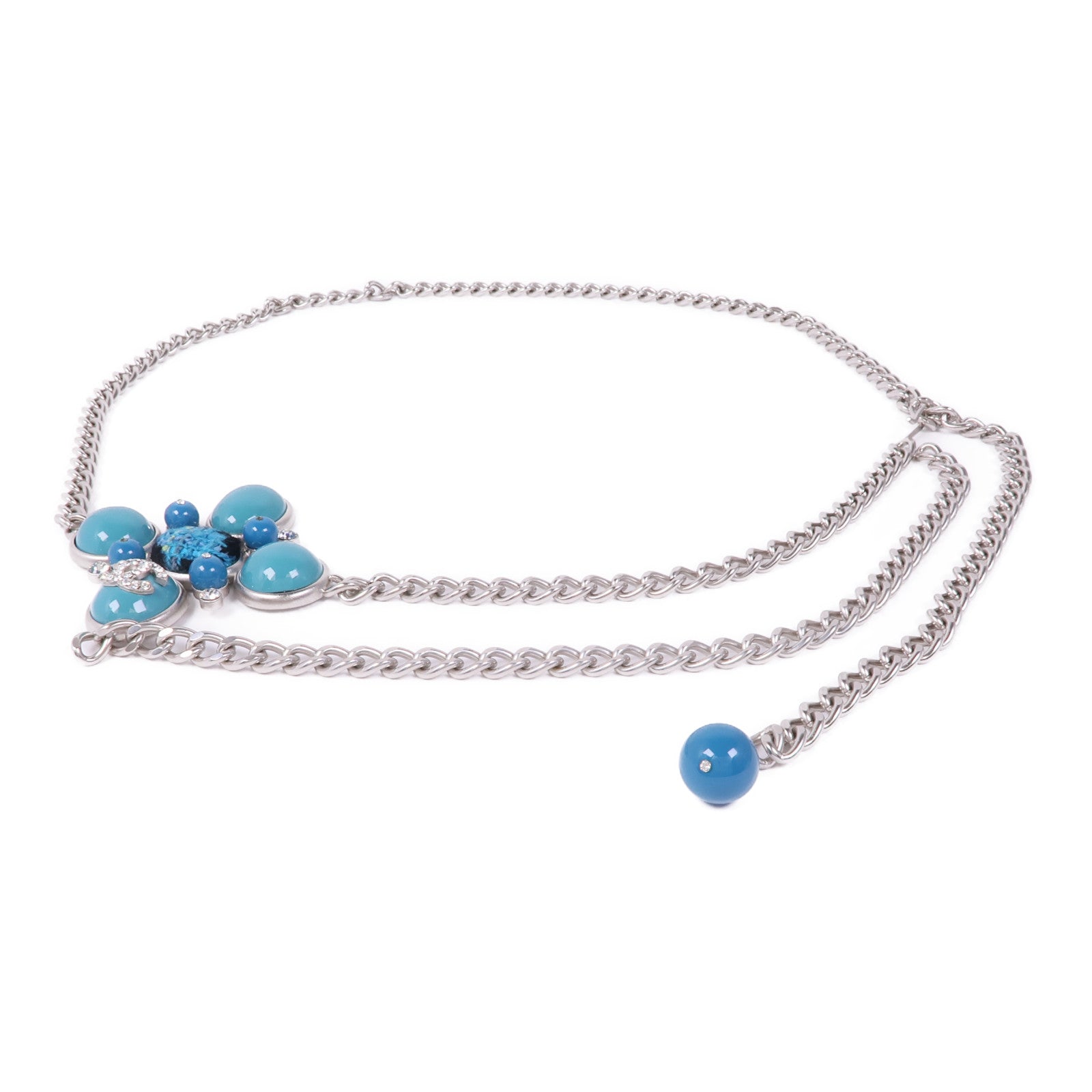 CHANEL PVC/金屬Chain Belt銀扣皮帶