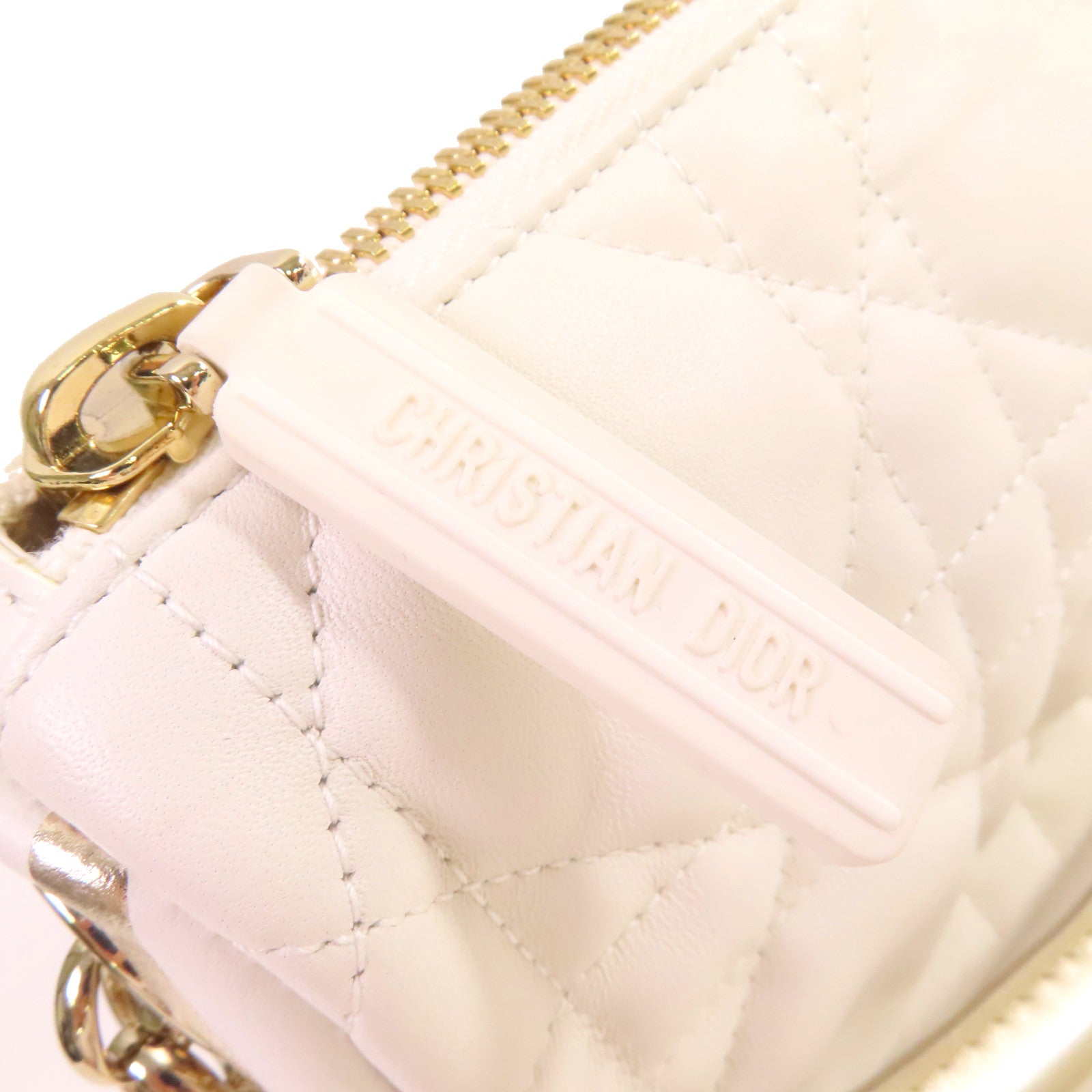 Dior 牛皮皮革Vibe Hobo 2Way Shoulder Bag金扣手挽肩背兩用袋白色