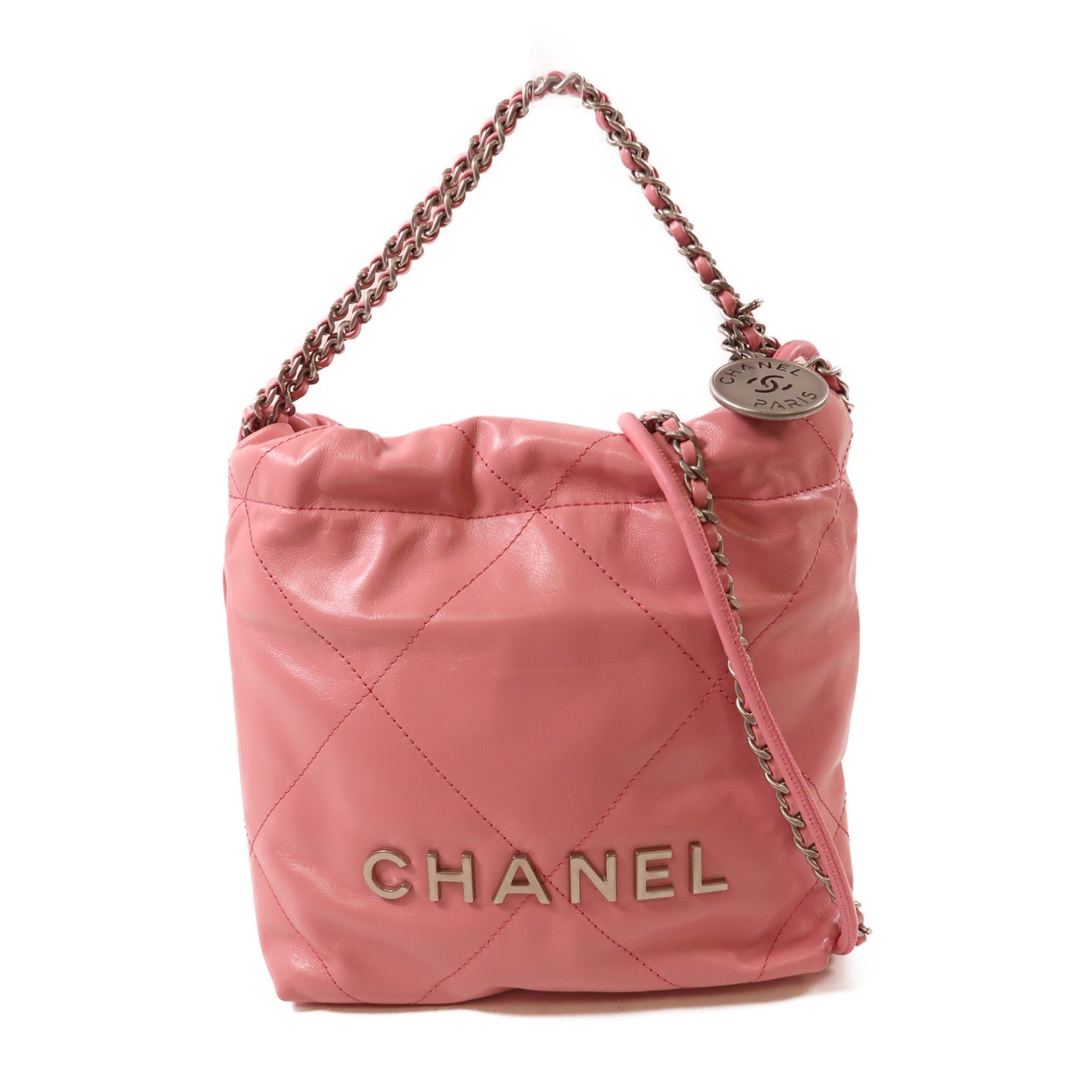 CHANEL【激減優惠】 牛皮皮革Chanel 22 Mini銀扣鏈帶手挽肩背兩用袋