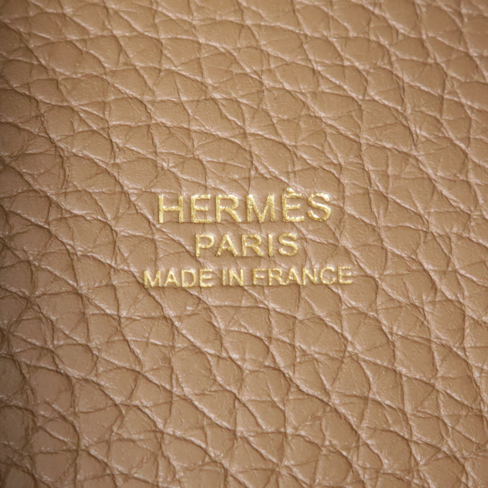 HERMES Clemence皮革Picotin MM金扣手挽袋Etoupe大象灰色