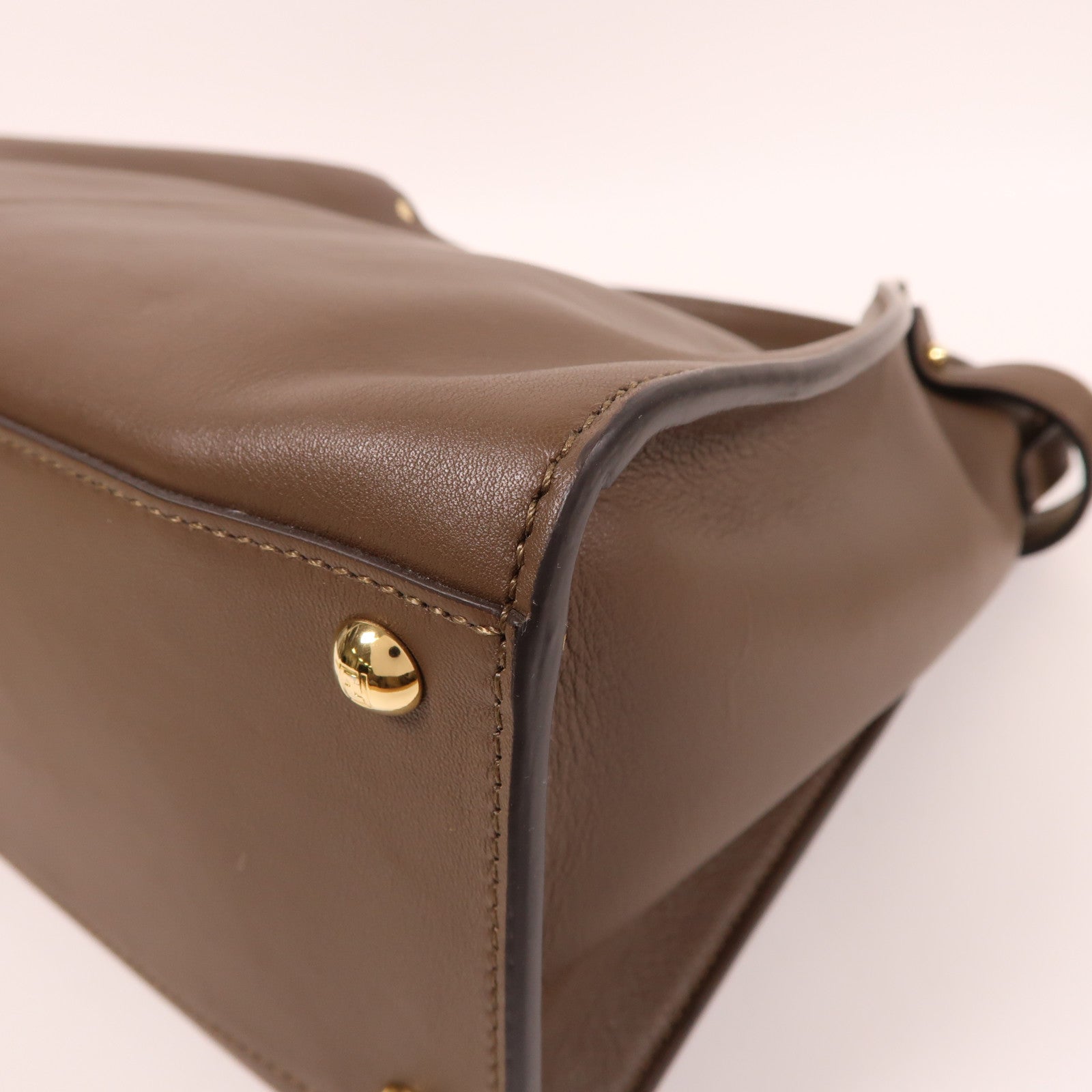 FENDI 牛皮皮革2 Way Shoulder金扣手挽肩背兩用袋啡色