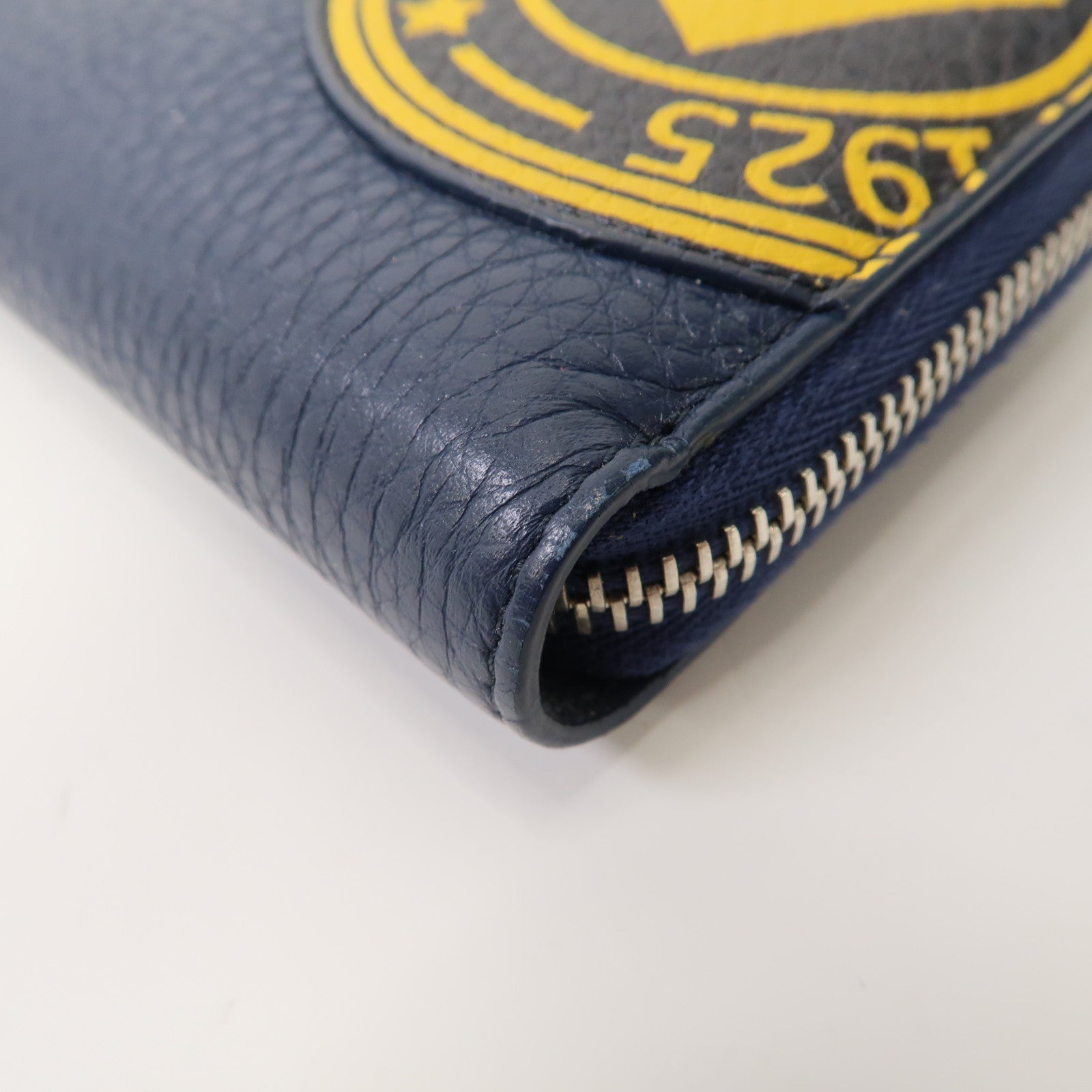 FENDI 牛皮皮革Zipper Long Wallet銀扣拉鍊長錢包藍色