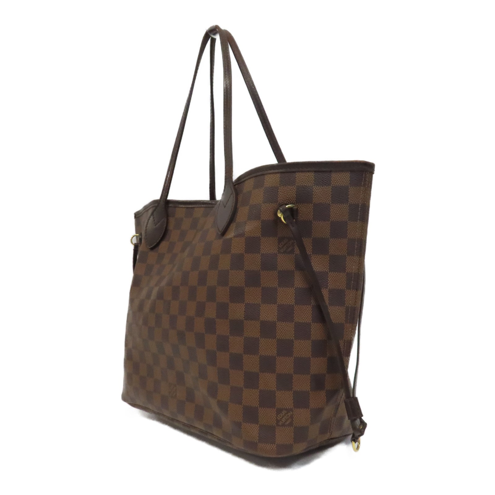 LOUIS VUITTON Damier Neverfull MM金扣手挽袋啡色