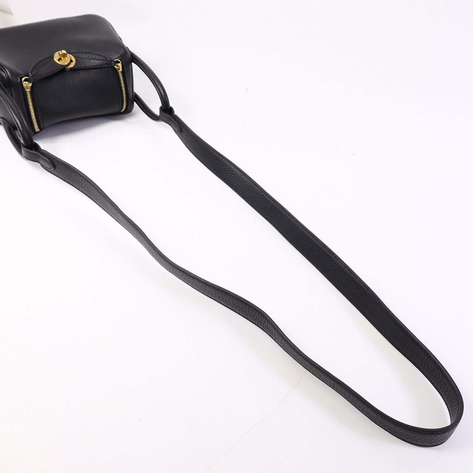HERMES Clemence皮革Mini Lindy手挽肩背兩用袋Noir