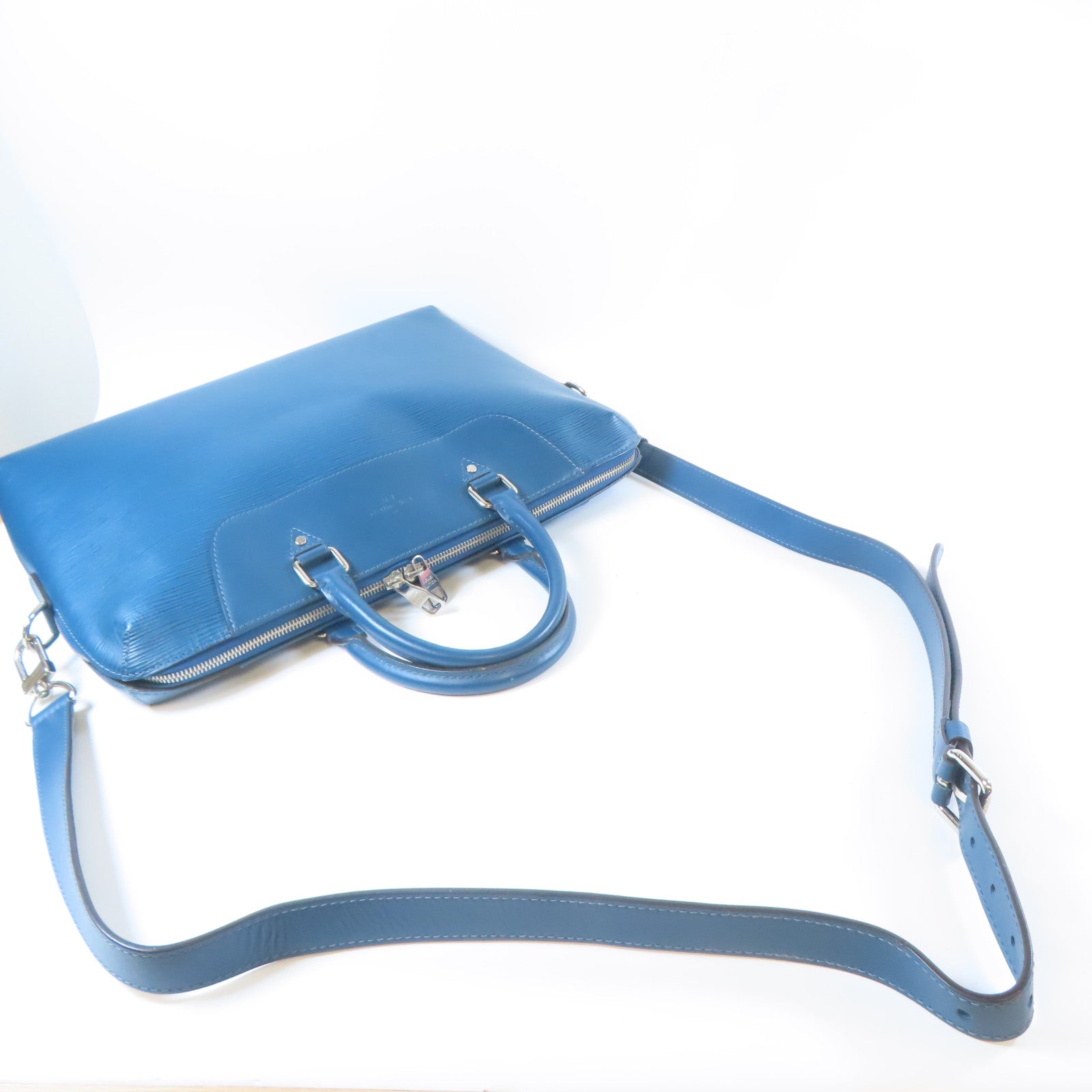 LOUIS VUITTON 【激減優惠】Epi Porte Documents Jour銀扣手挽肩背兩用袋藍色