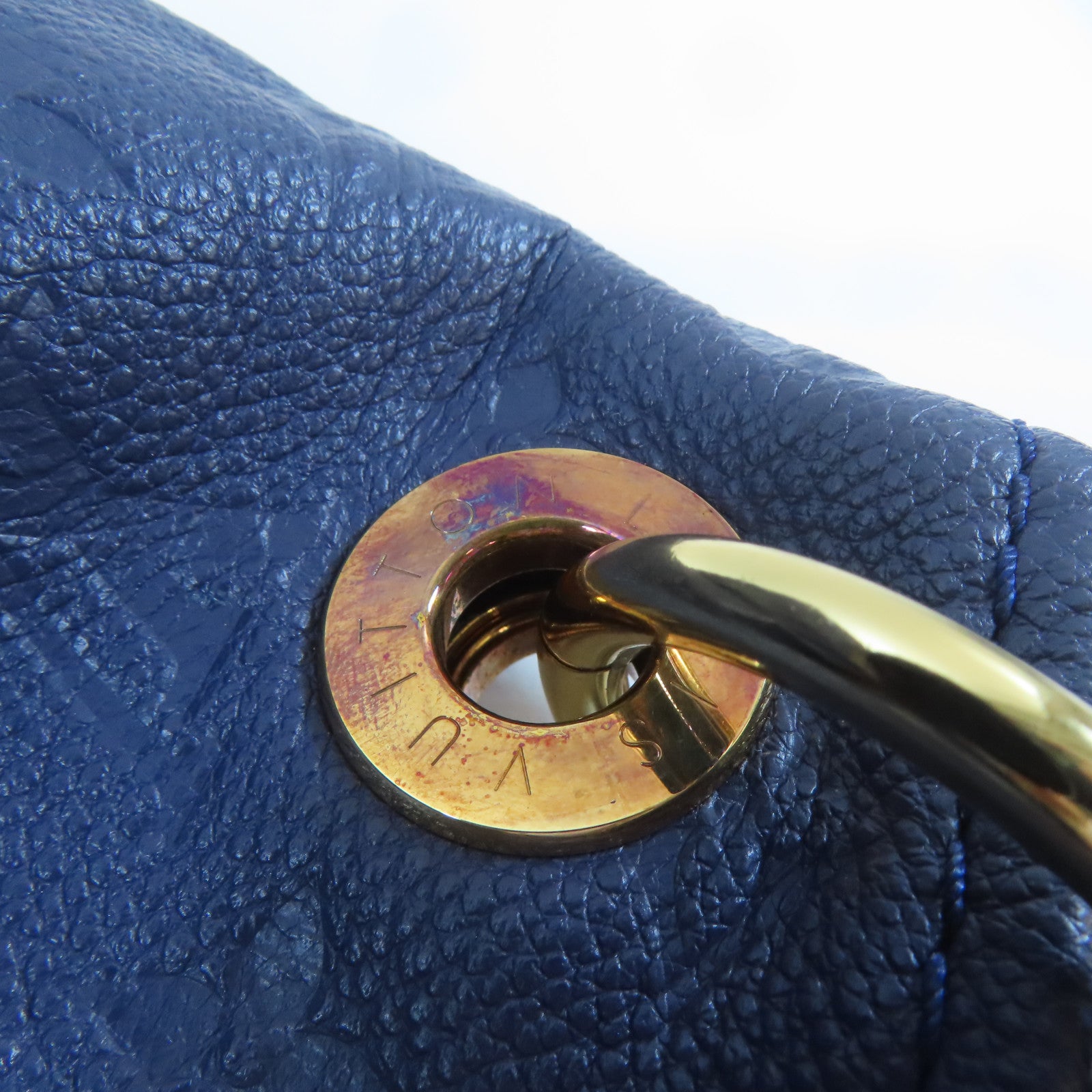 LOUIS VUITTON Monogram Empreinte Artsy MM金扣肩背袋藍色