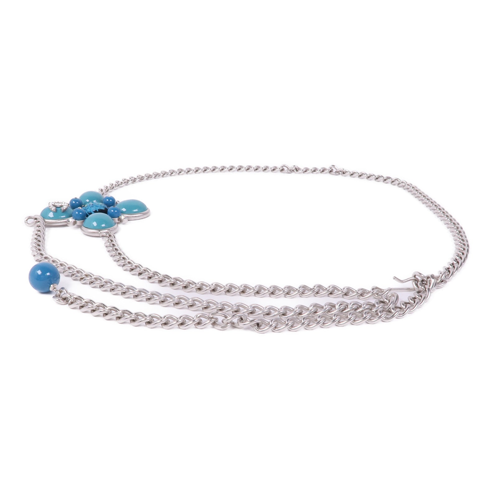 CHANEL PVC/金屬Chain Belt銀扣皮帶