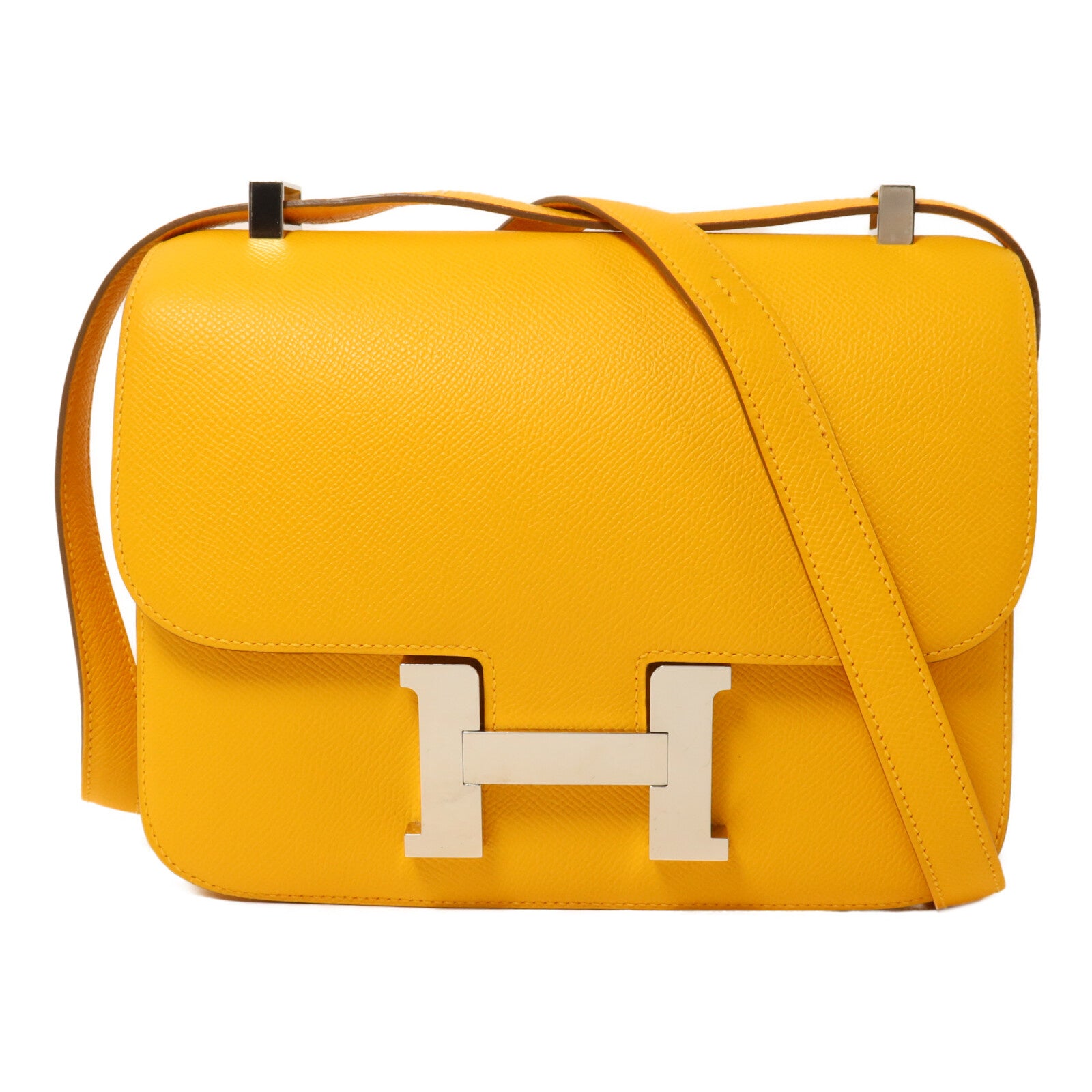 HERMES Epsom皮革Constance 24肩背袋Jaune d'Or
