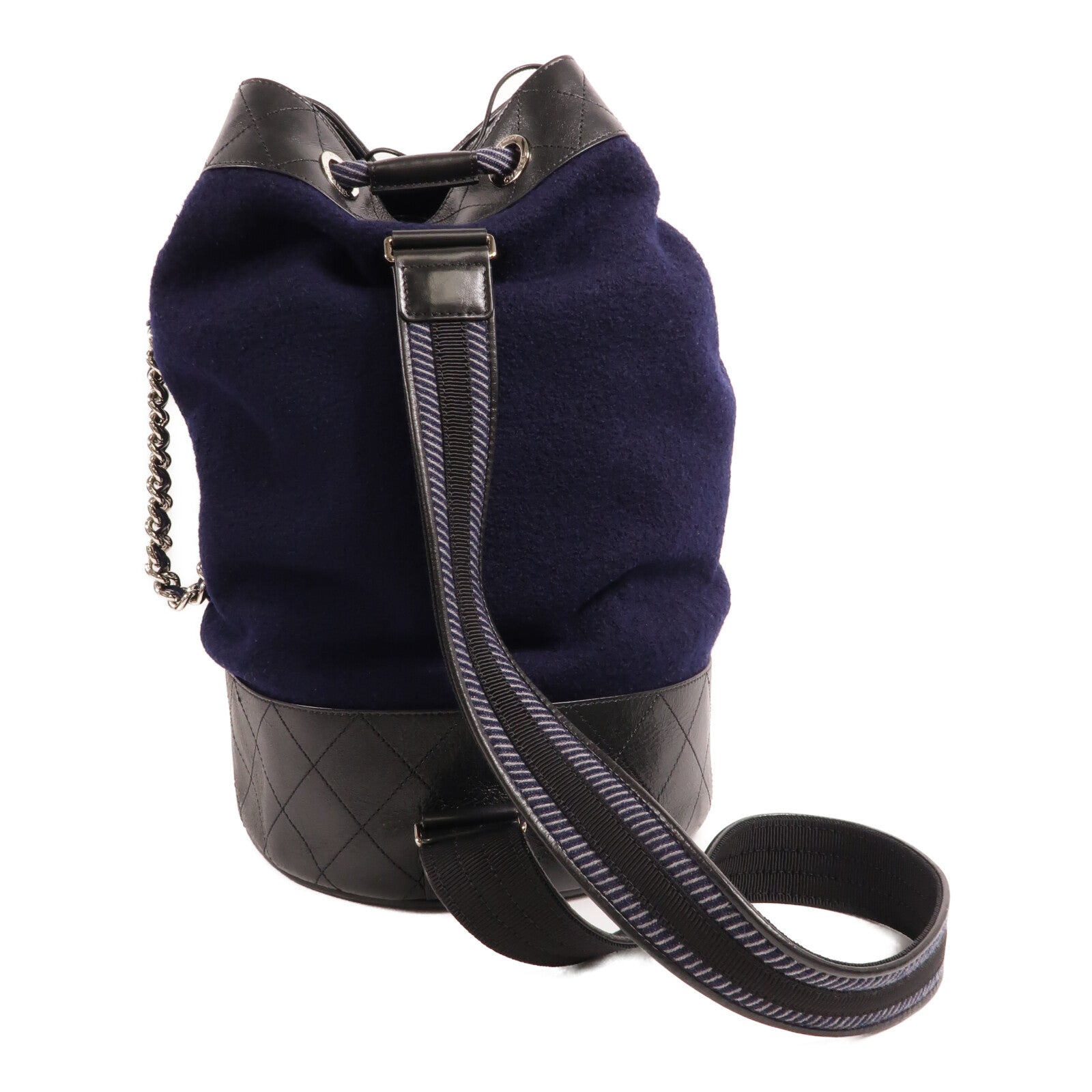 CHANEL 羊毛/牛皮皮革Drawstring Sling Bag鏈帶肩背袋