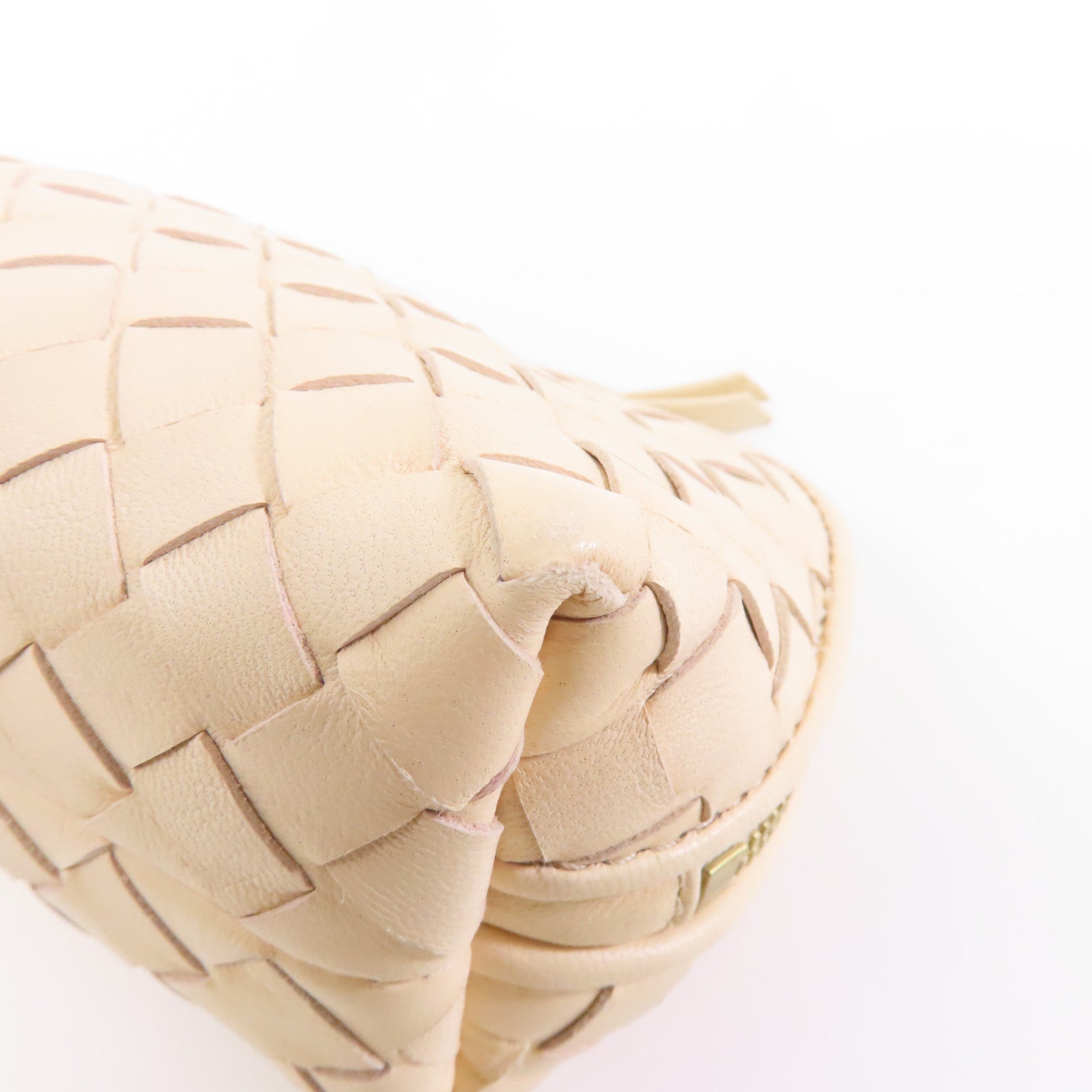 BOTTEGA VENETA 織紋皮革Clutch Bag金扣手拿包米色