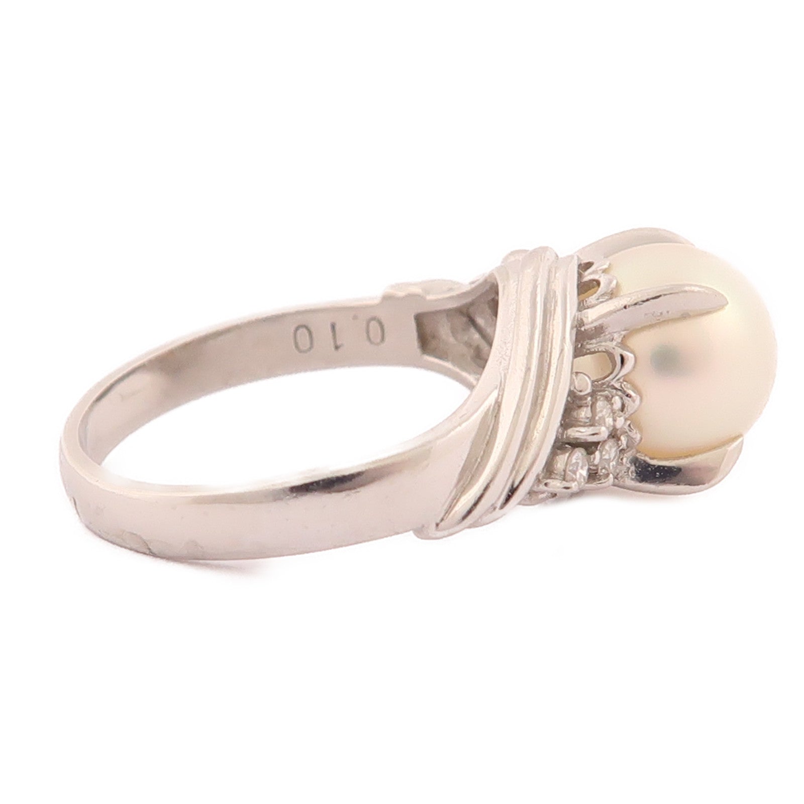 JEWELRY 【激減優惠】PT900鉑金Pearl Ring珍珠戒指US#5.25