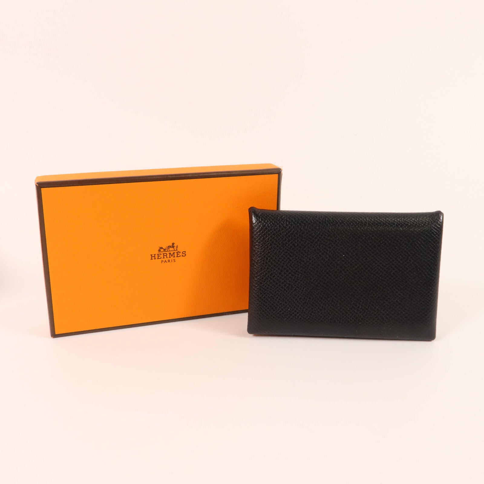 HERMES Epsom皮革Calvi卡片套Noir