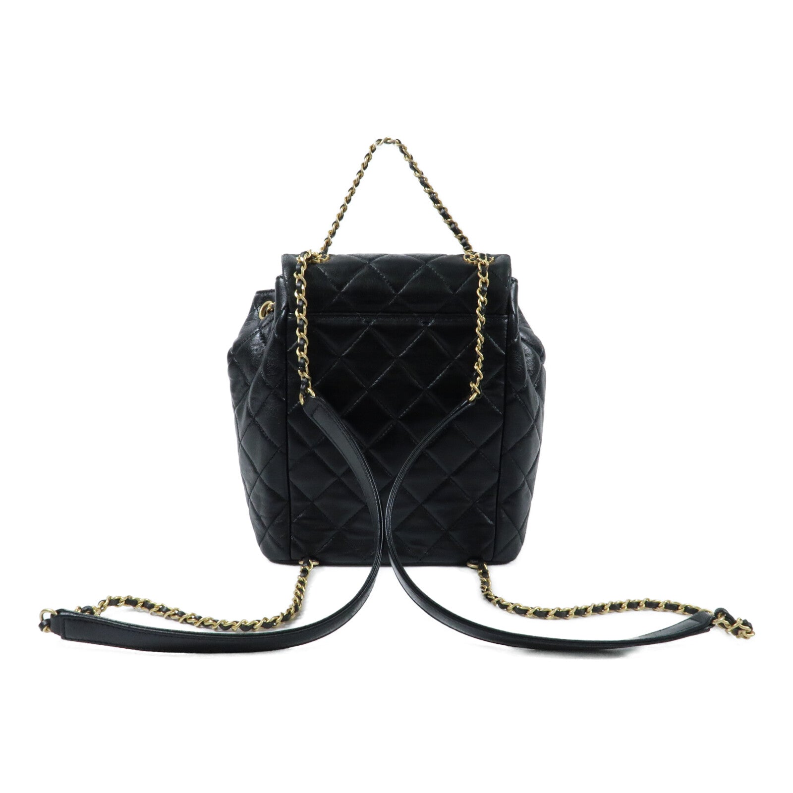 CHANEL 羊皮皮革Backpack金扣背包