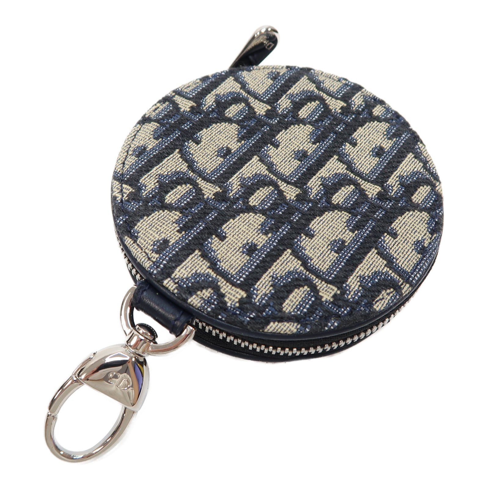 Dior 帆布Coin Case銀扣零錢包深藍色/米色