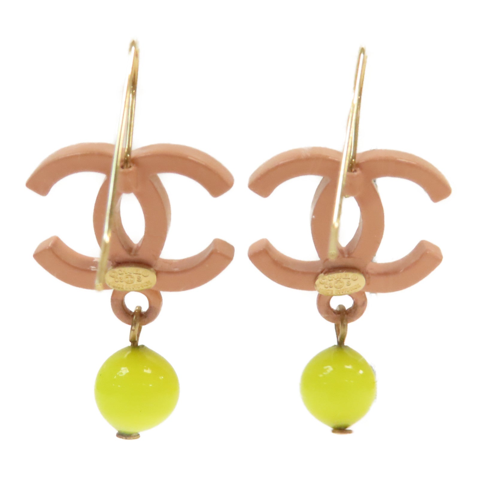 CHANEL PVC/金屬Earrings耳環粉紅色/黃色/金色
