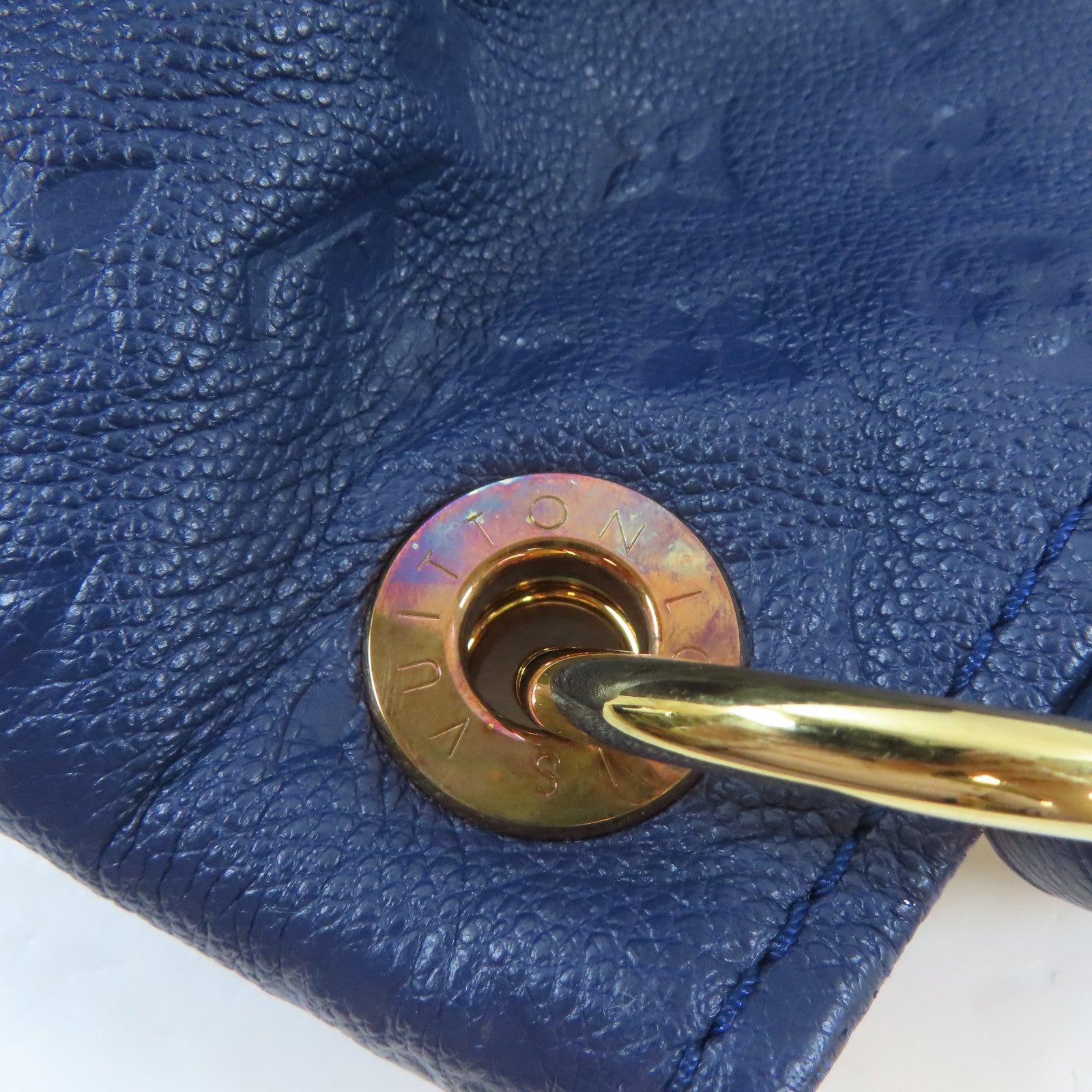 LOUIS VUITTON Monogram Empreinte Artsy MM金扣肩背袋藍色