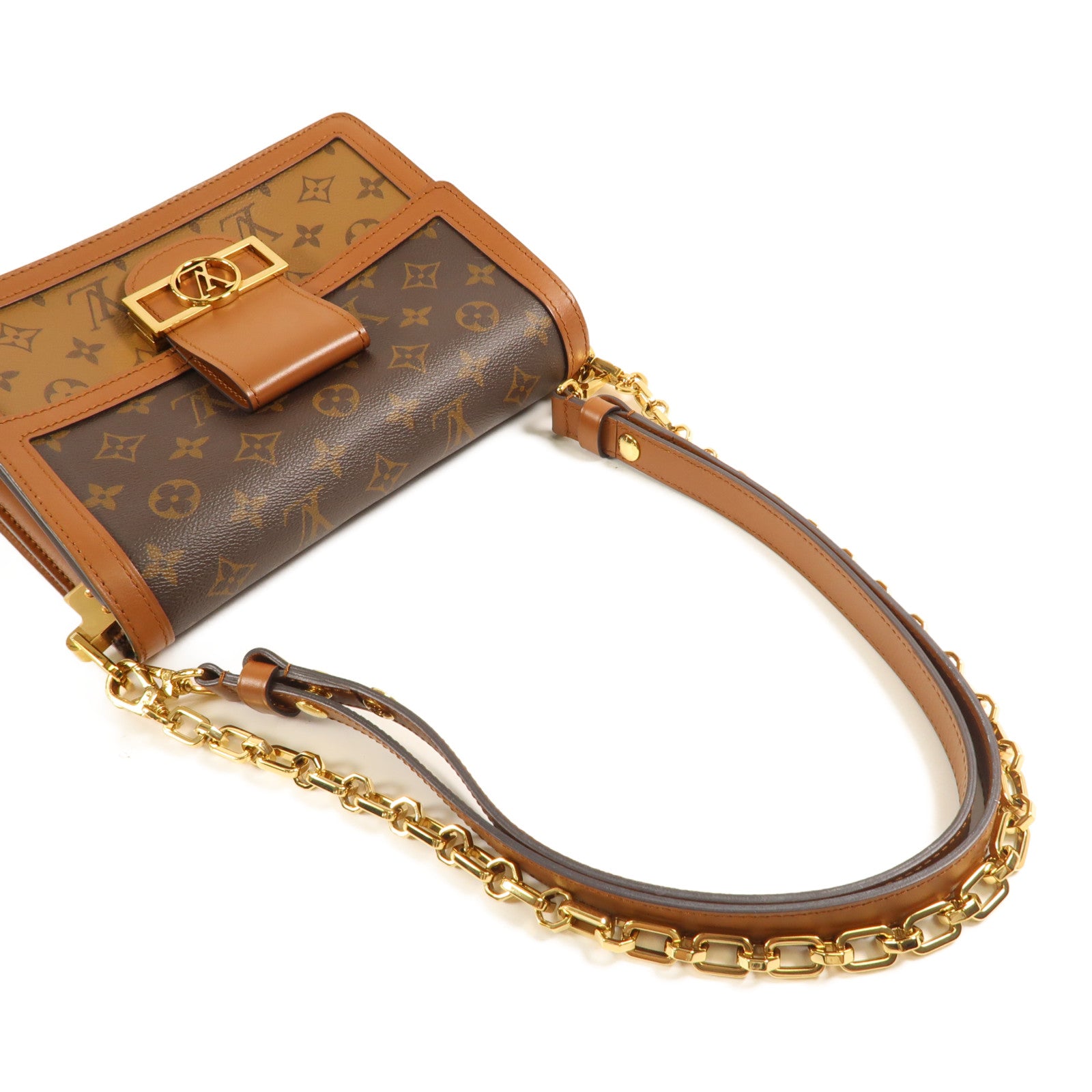 LOUIS VUITTON Monogram Reverse Dauphine MM金扣肩背袋