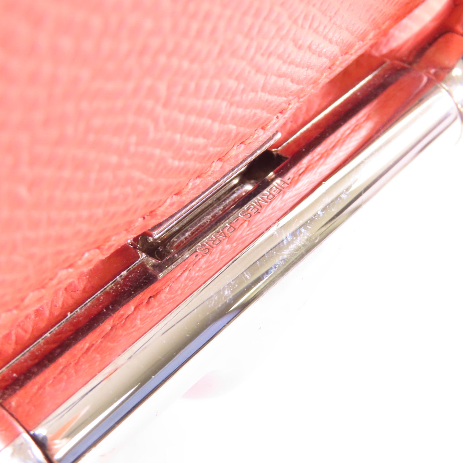 HERMES Epsom皮革Della銀扣肩背袋Rose Jaipur紅色