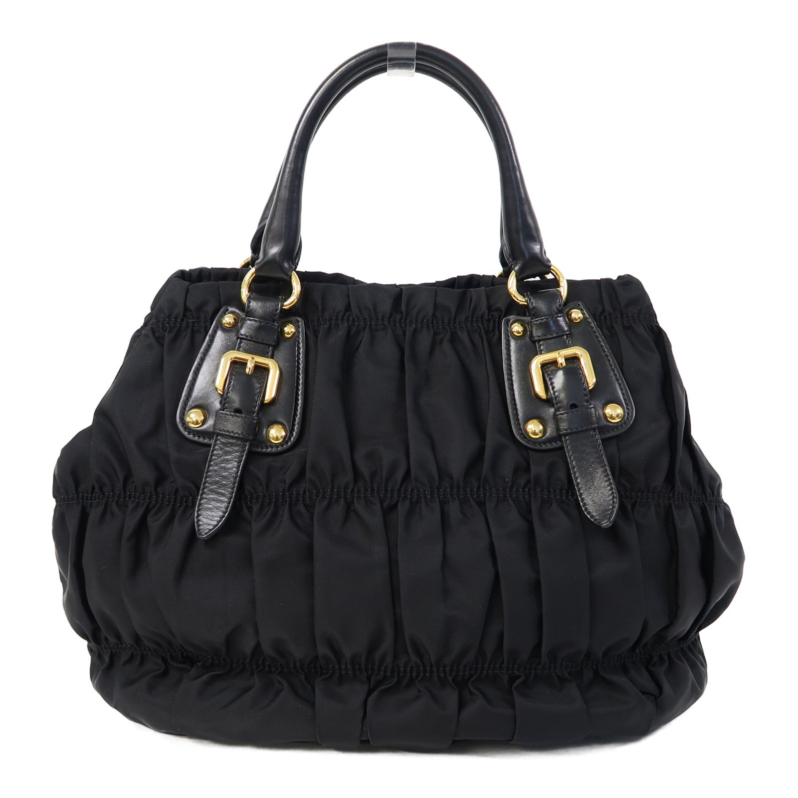 PRADA 尼龍Hand Bag金扣手挽肩背兩用袋黑色