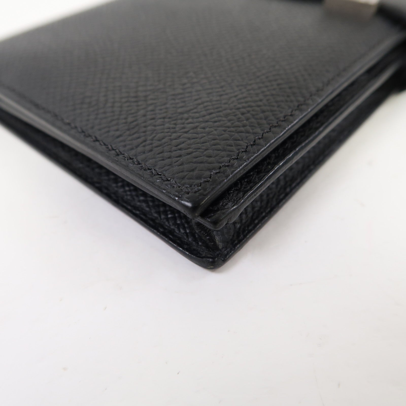 HERMES Epsom皮革Bearn Wallet銀扣長錢包黑色