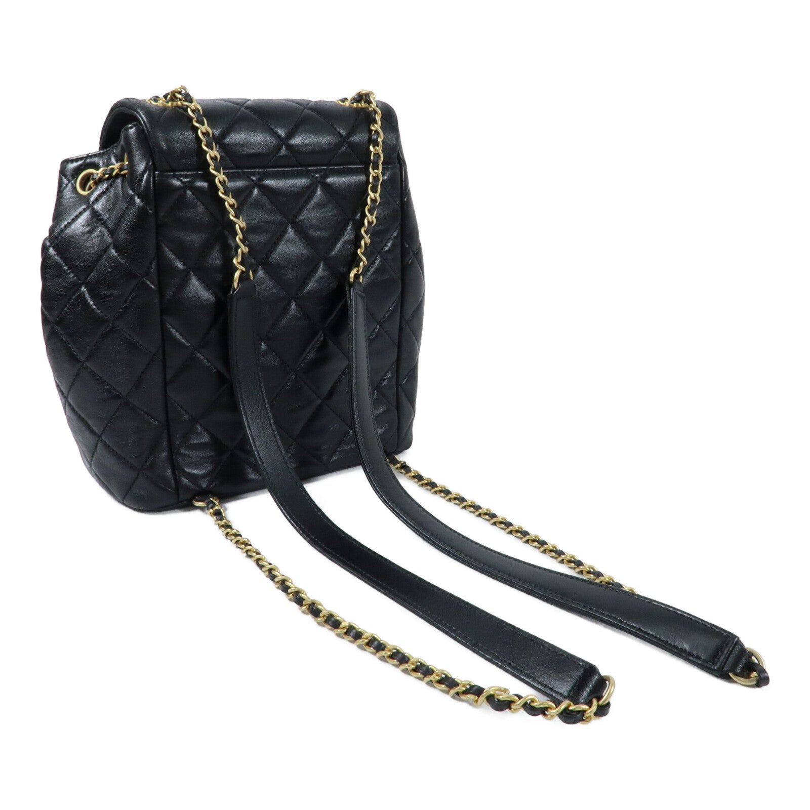 CHANEL 羊皮皮革Backpack金扣背包