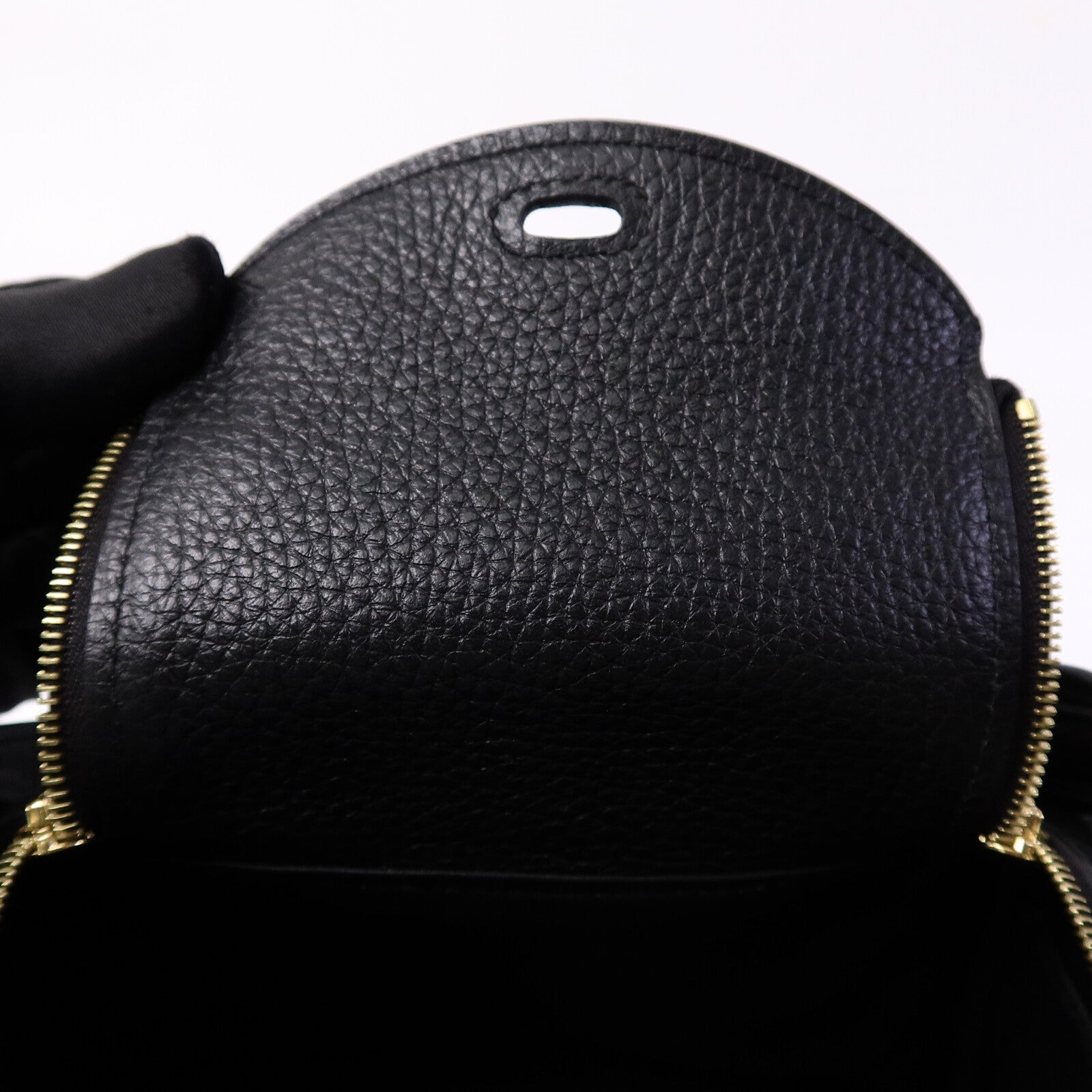 HERMES Clemence皮革Mini Lindy手挽肩背兩用袋Noir