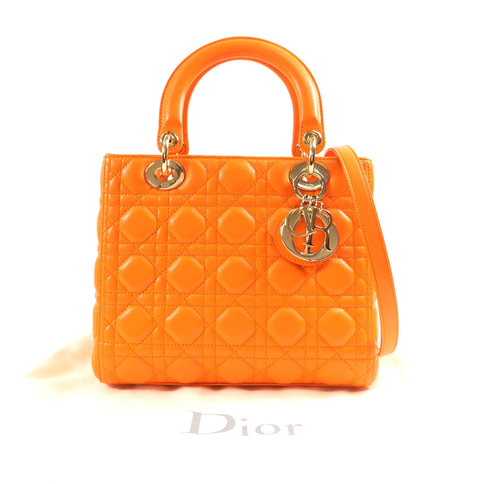 Dior 羊皮皮革Lady Dior金扣手挽肩背兩用袋