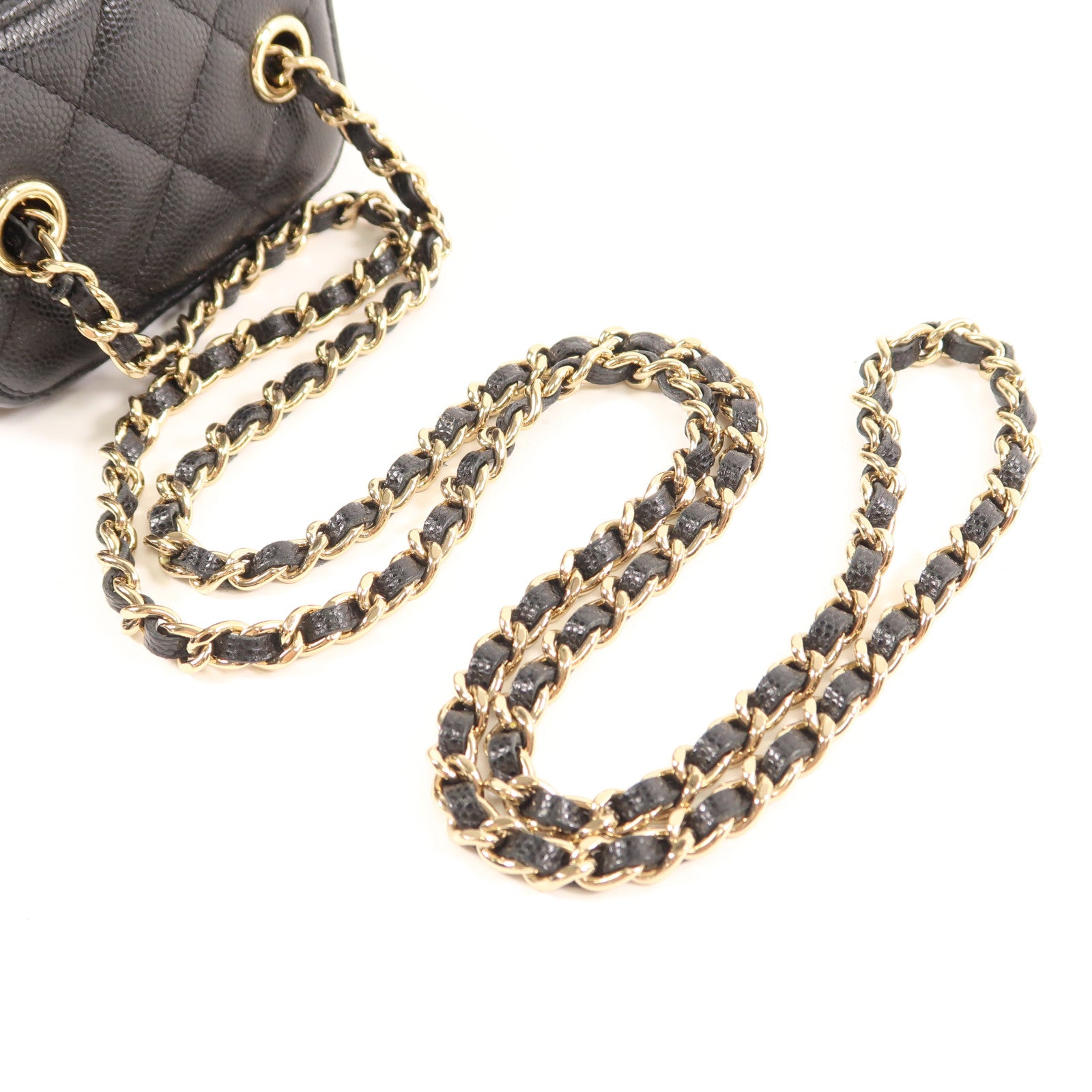 CHANEL CC GHW Mini Vanity Chain Shoulder Bag Calfskin Leather Black