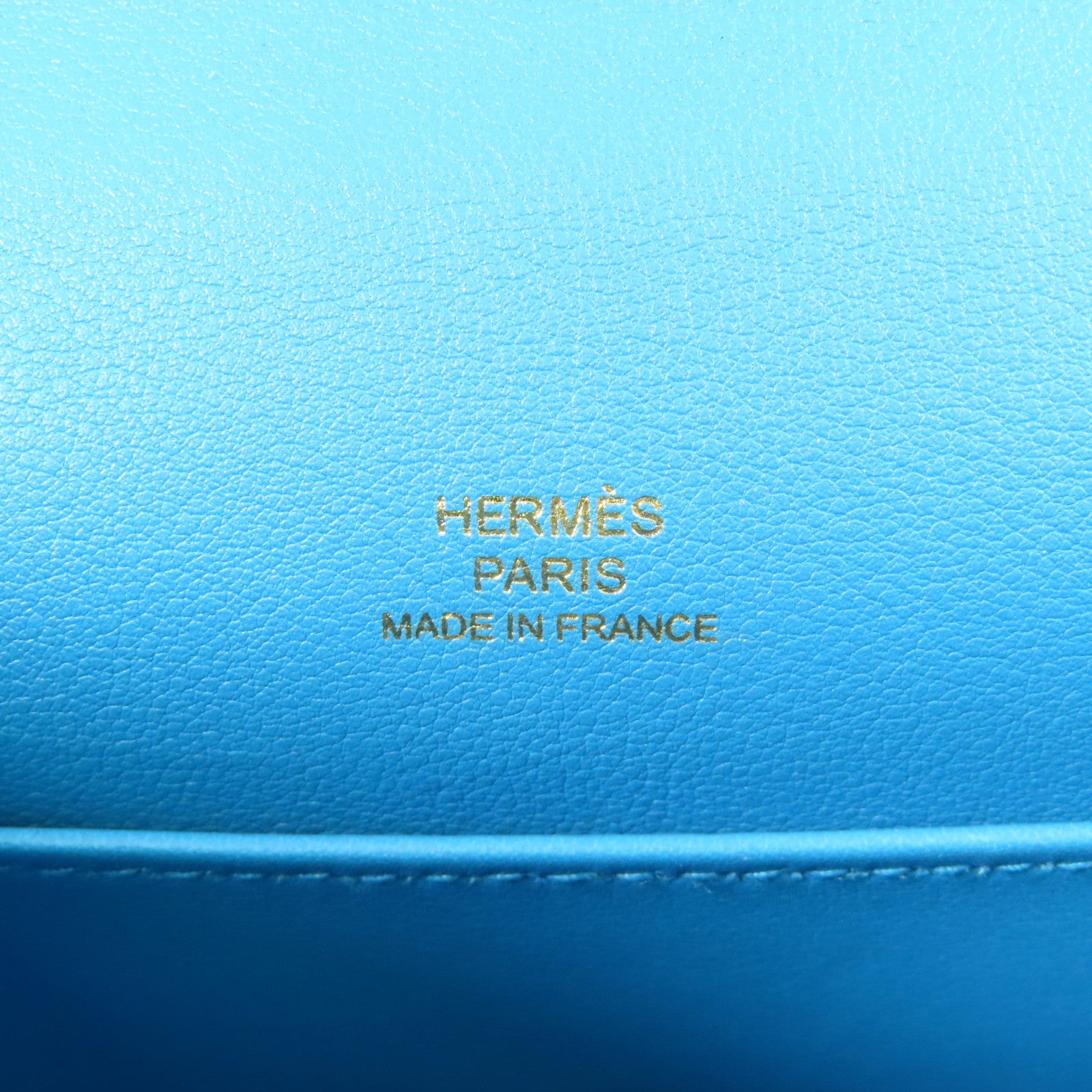 HERMES Swift皮革Kelly Pochette金扣手挽袋B3 Blue Zanzibar