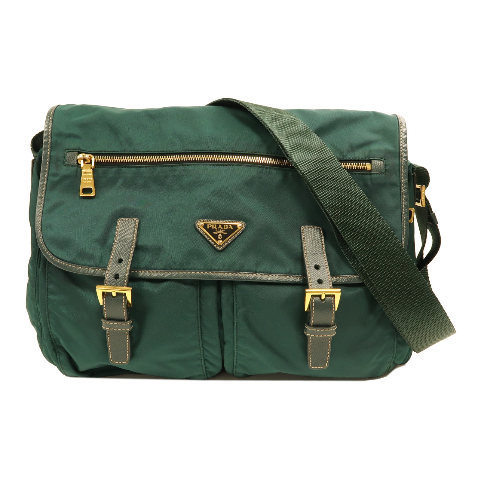 PRADA 尼龍Shoulder Bag金扣肩背袋綠色