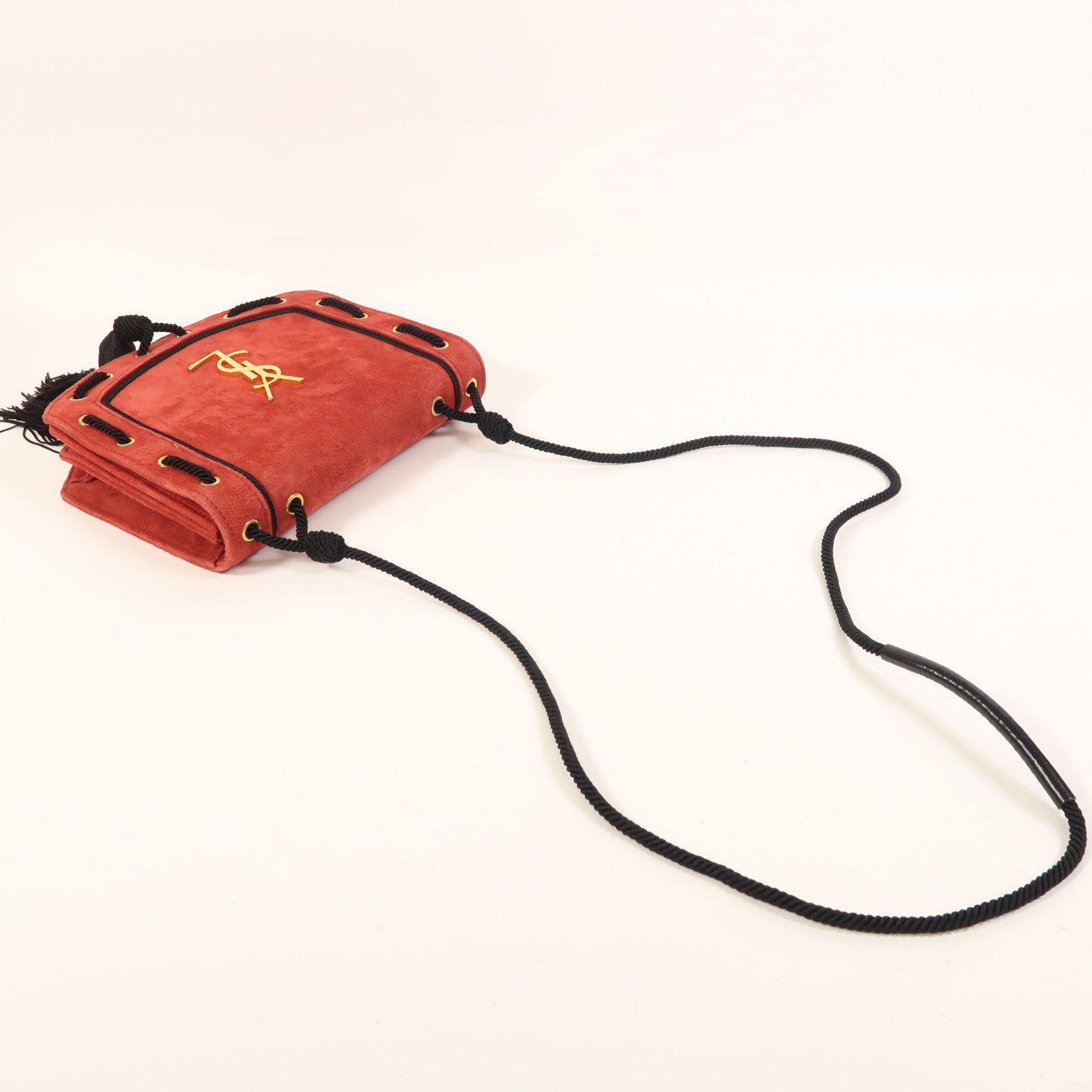 SAINT LAURENT 麂皮皮革Shoulder Bag金扣肩背袋