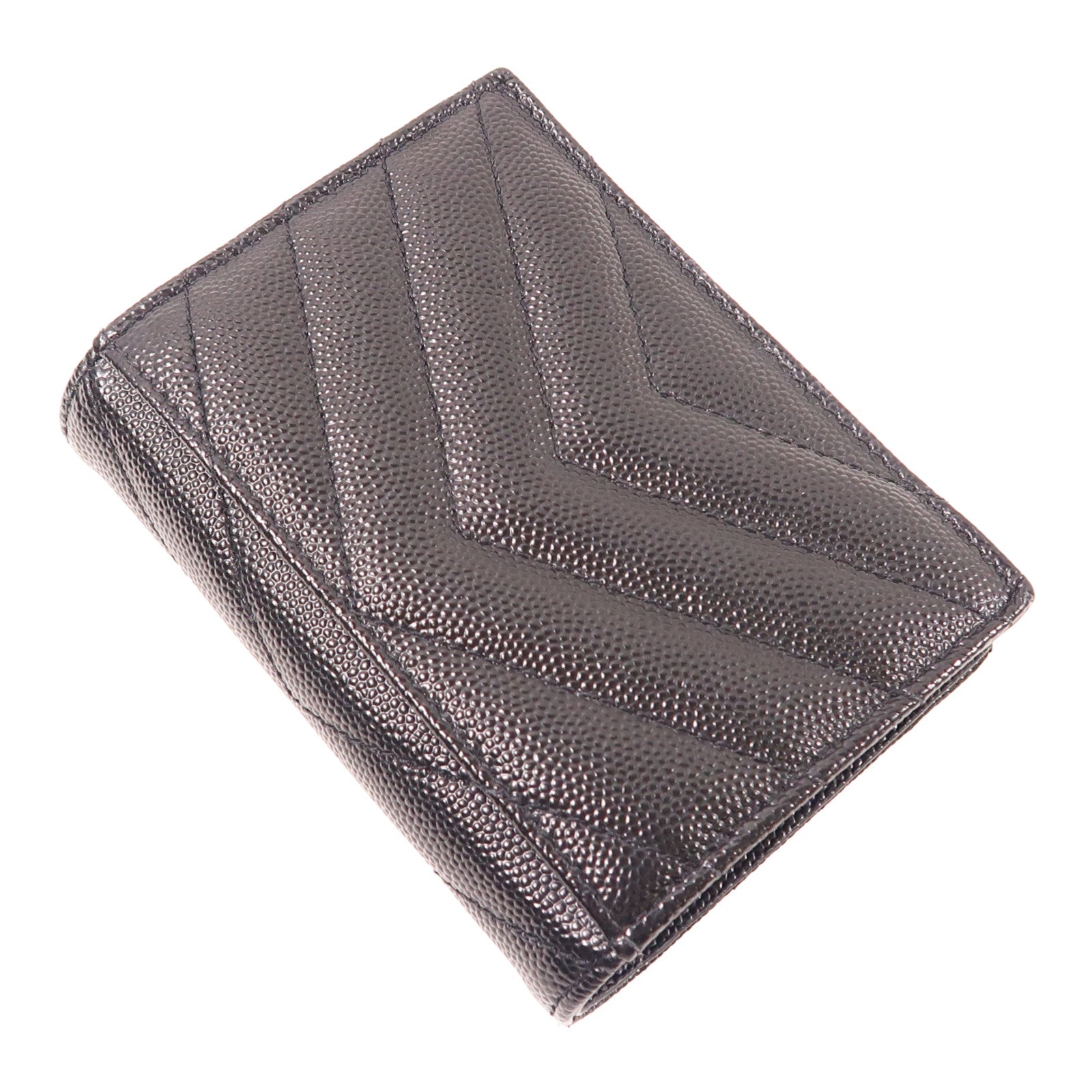 SAINT LAURENT 牛皮皮革Wallet銀扣錢包黑色