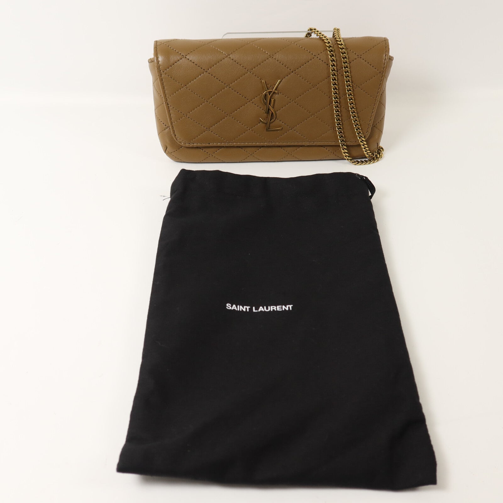 SAINT LAURENT 羊皮皮革Gaby Phone Holder鏈帶肩背袋