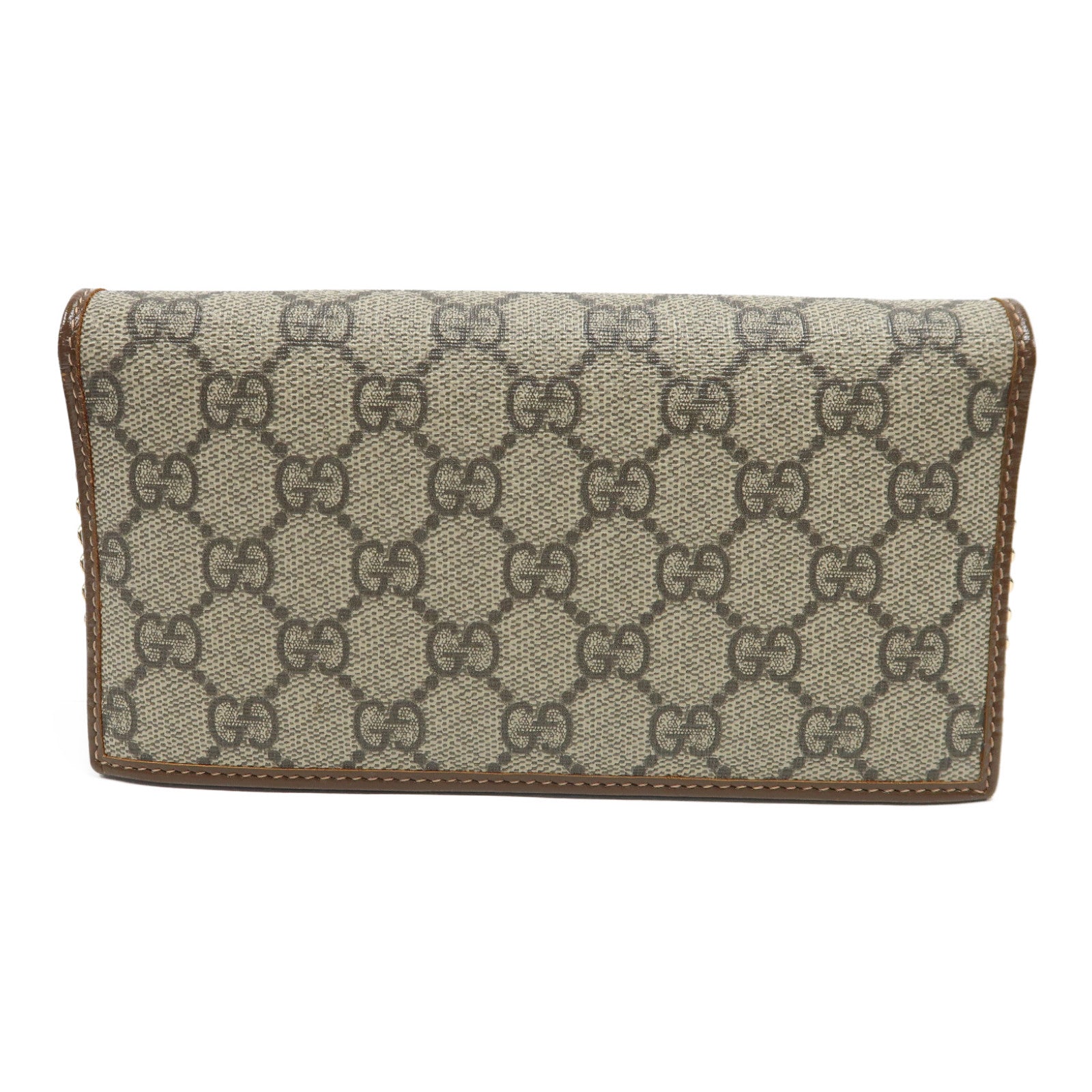 GUCCI 塗層帆布Horsebit 1955 Wallet with Chain金扣鏈帶肩背袋啡色