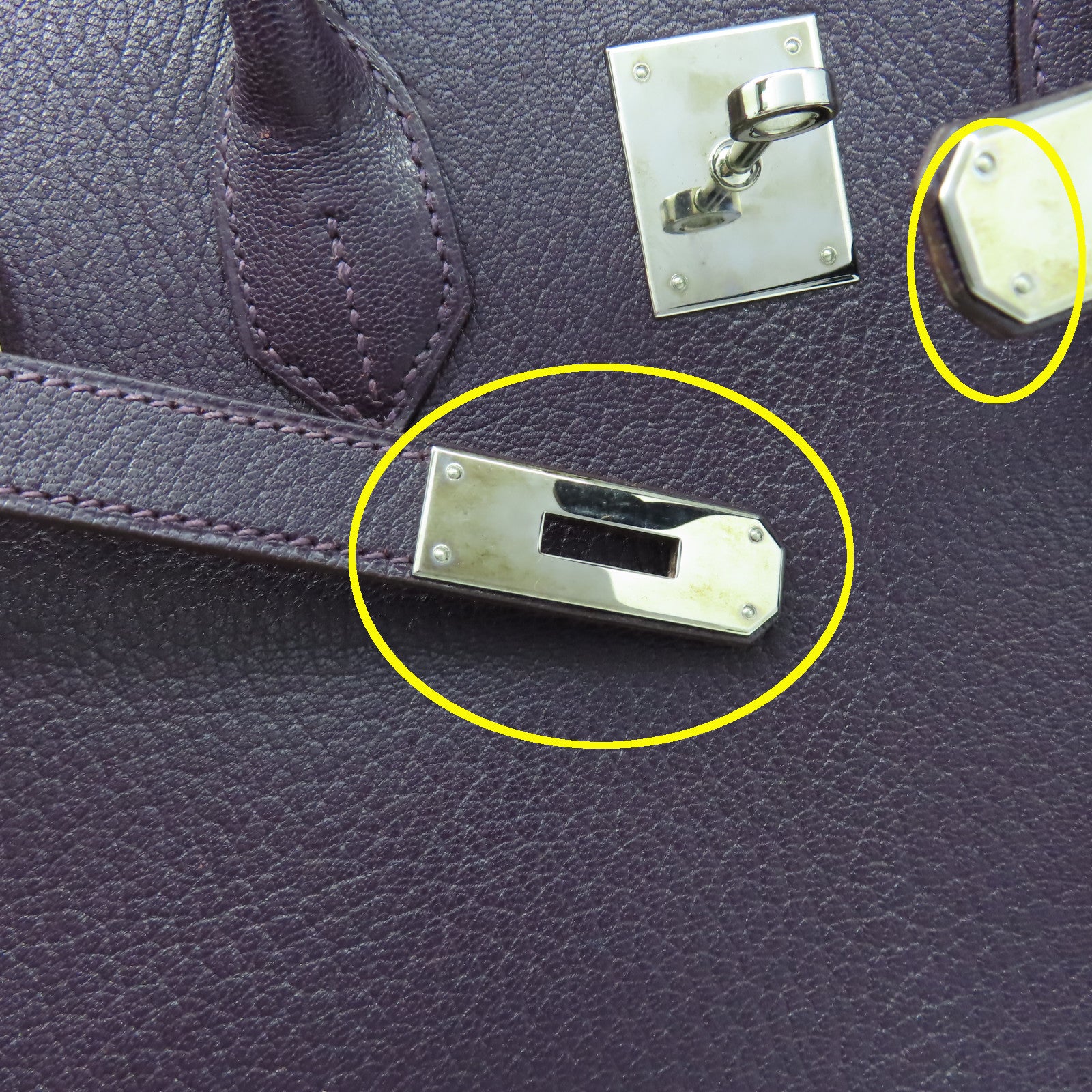 HERMES Chevre皮革Birkin 35銀扣手挽袋葡萄乾紫色