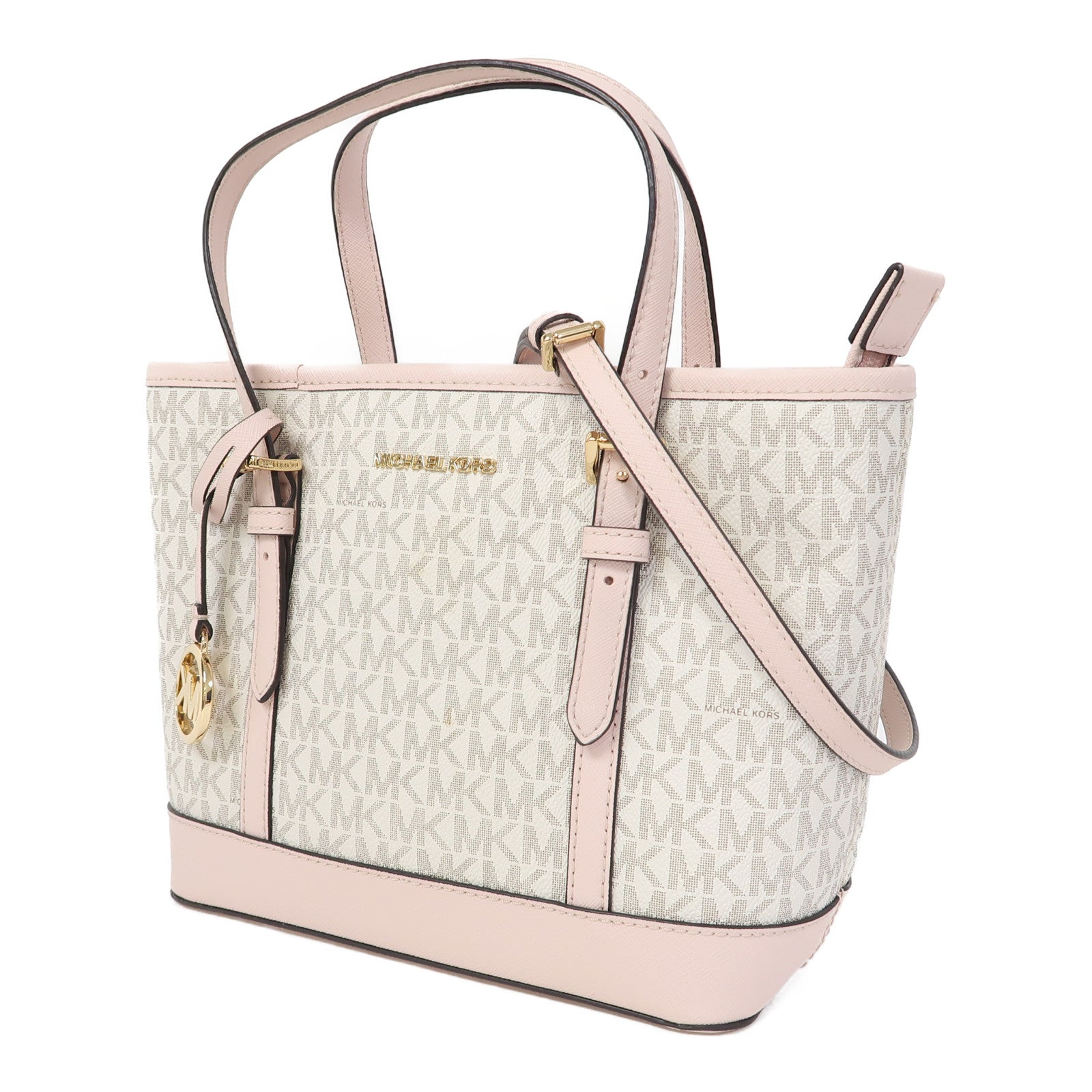 Michael Kors 牛皮皮革2 Way Shoulder金扣手挽肩背兩用袋粉紅色