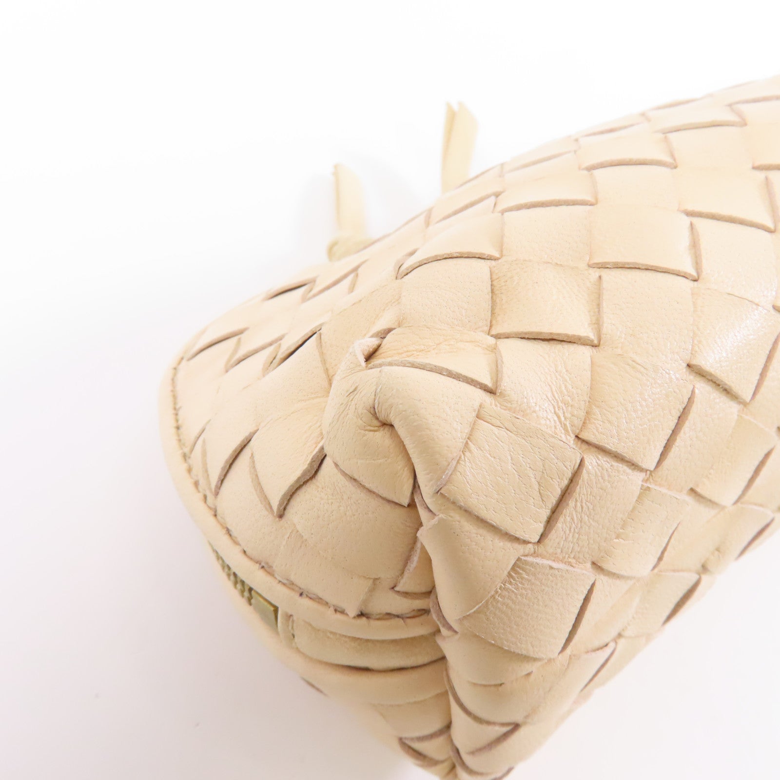 BOTTEGA VENETA 織紋皮革Clutch Bag金扣手拿包米色