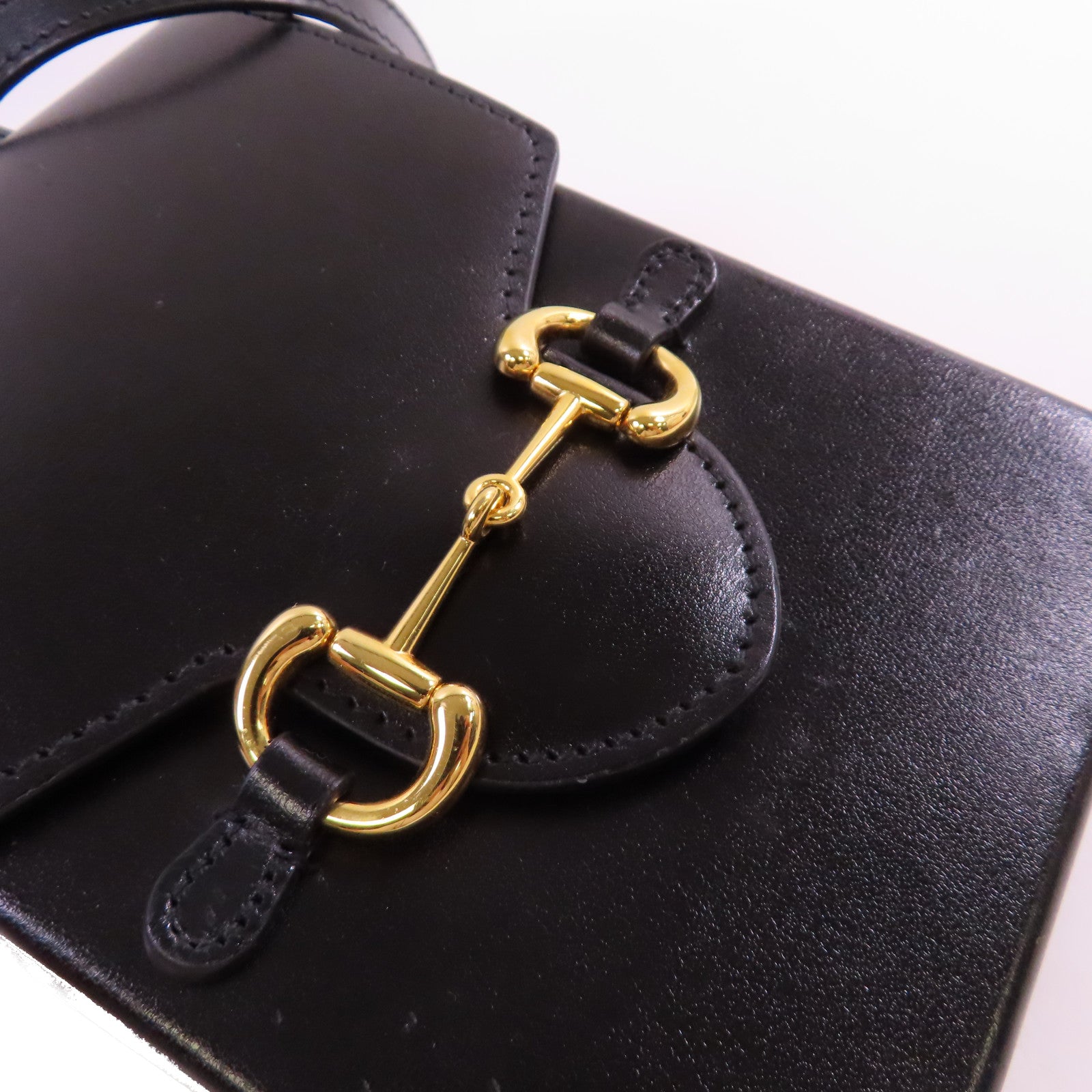 GUCCI 【激減優惠】牛皮皮革Horsebit 1955 Mini Shoulder Bag金扣肩背袋黑色