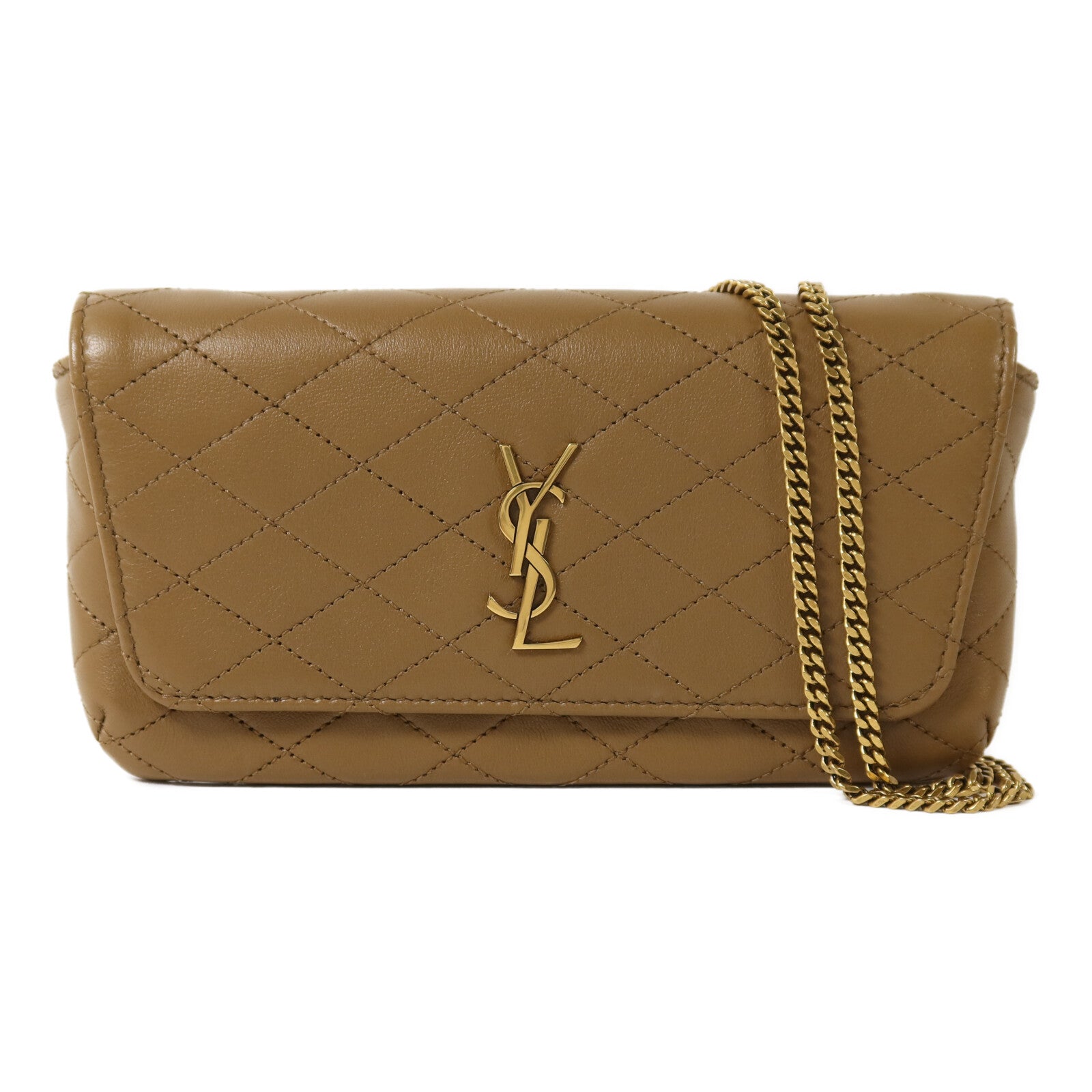 SAINT LAURENT 羊皮皮革Gaby Phone Holder鏈帶肩背袋