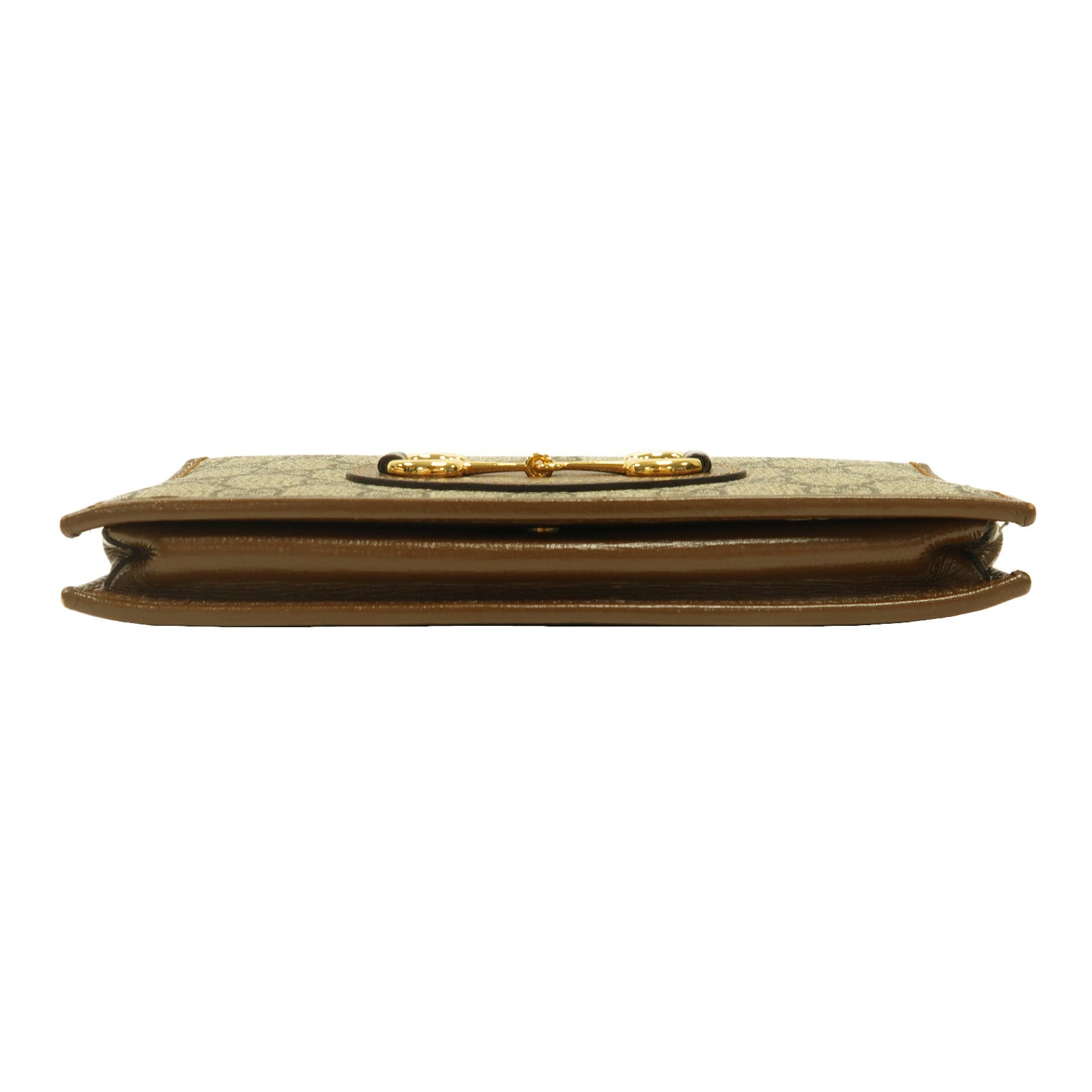 GUCCI 塗層帆布Horsebit 1955 Wallet with Chain金扣鏈帶肩背袋啡色