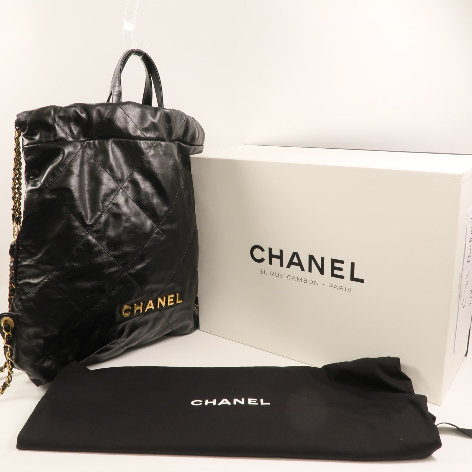 CHANEL 【激減優惠】牛皮皮革Chanel 22 Backpack金扣鏈帶背包