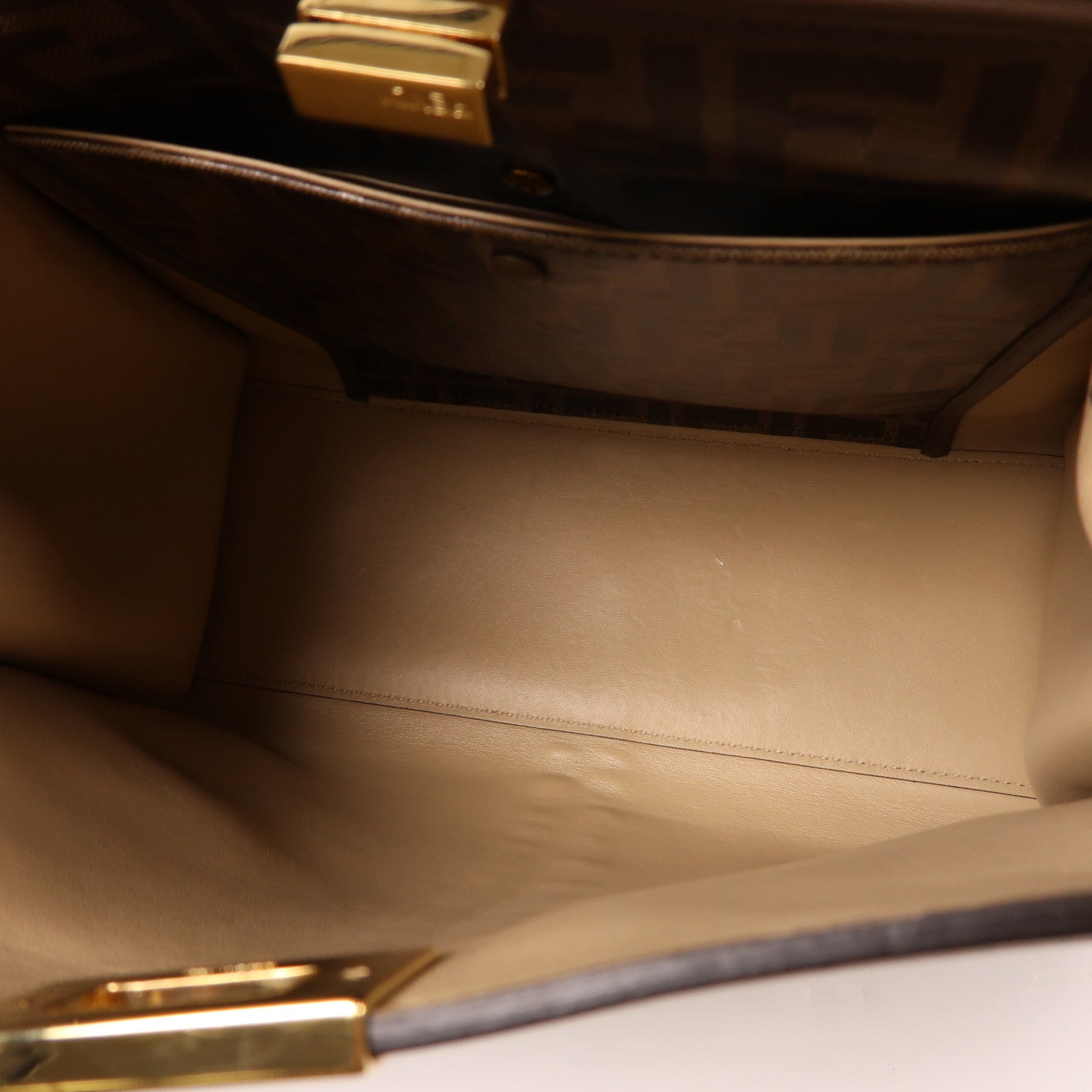 FENDI 牛皮皮革2 Way Shoulder金扣手挽肩背兩用袋啡色