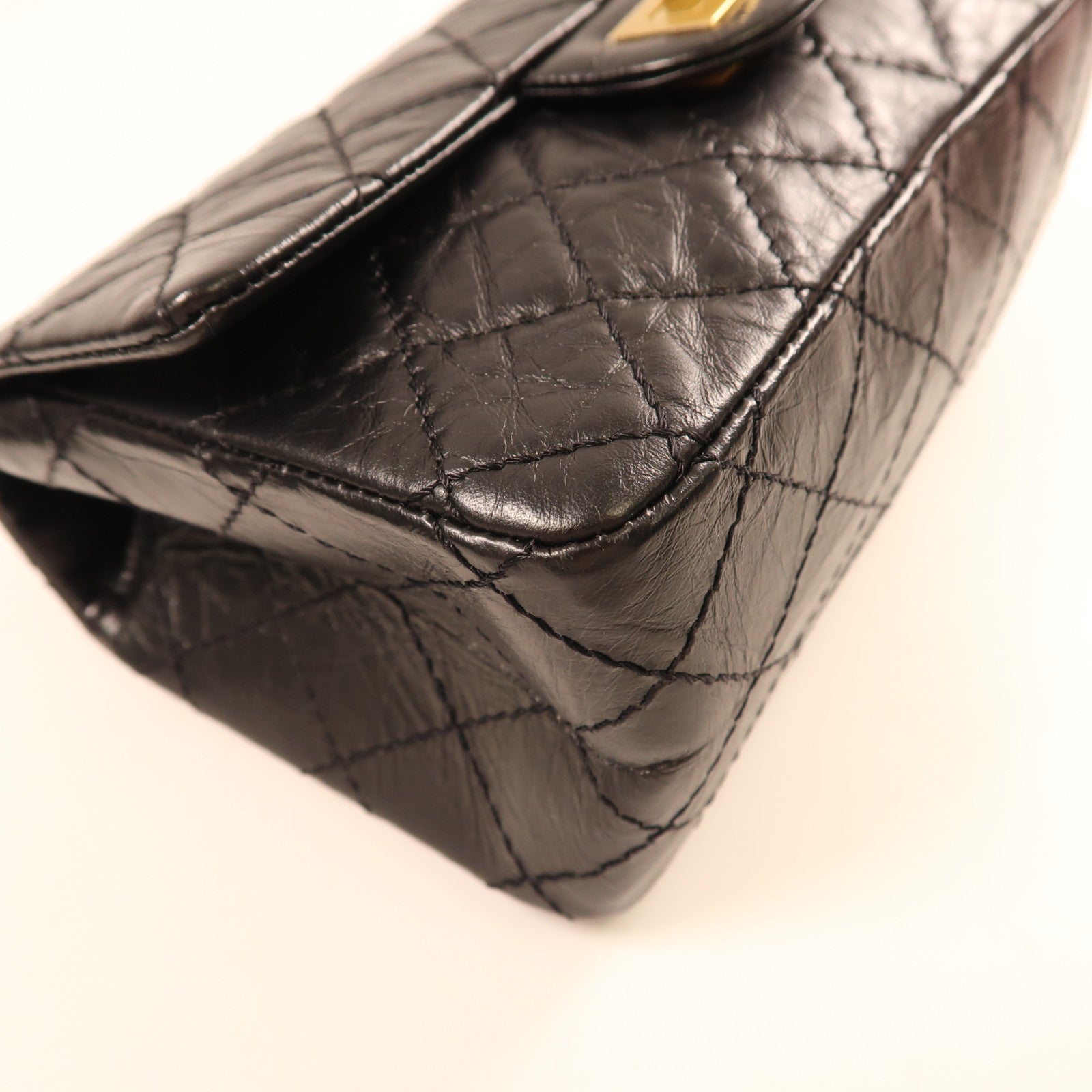 CHANEL 牛皮皮革2.55 20金扣手挽肩背兩用袋黑色