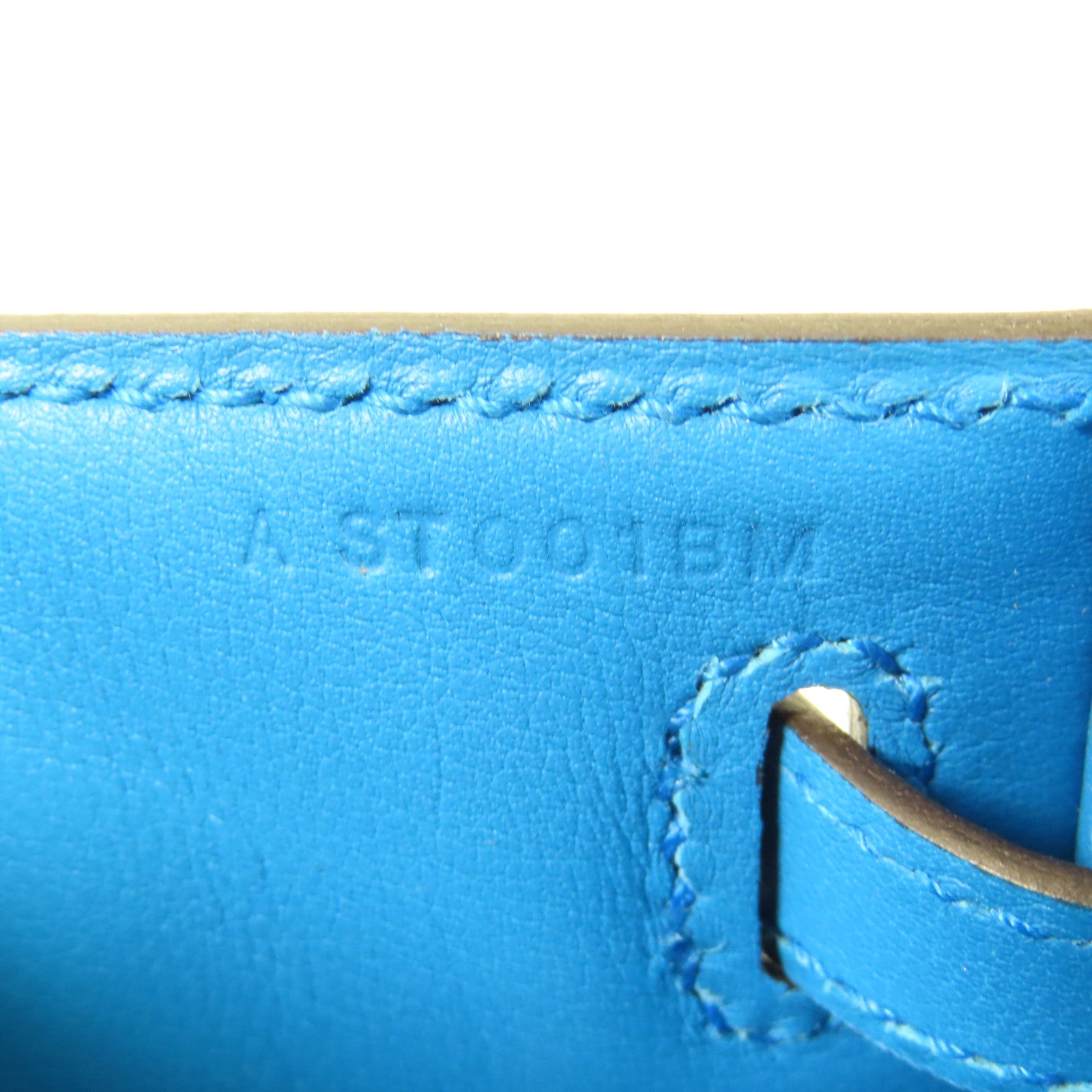 HERMES Swift皮革Kelly Pochette金扣手挽袋B3 Blue Zanzibar