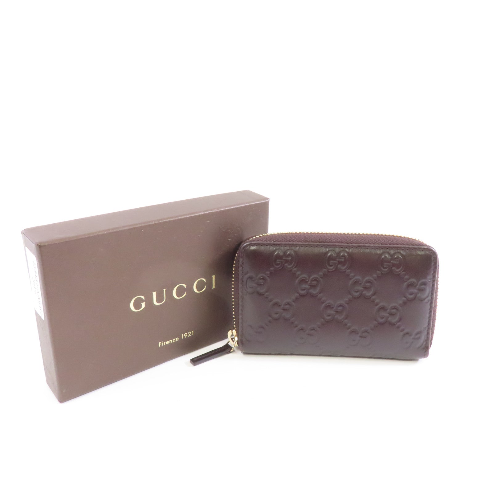 GUCCI 牛皮皮革Card/Coin Case金扣零錢包/卡片套啡色