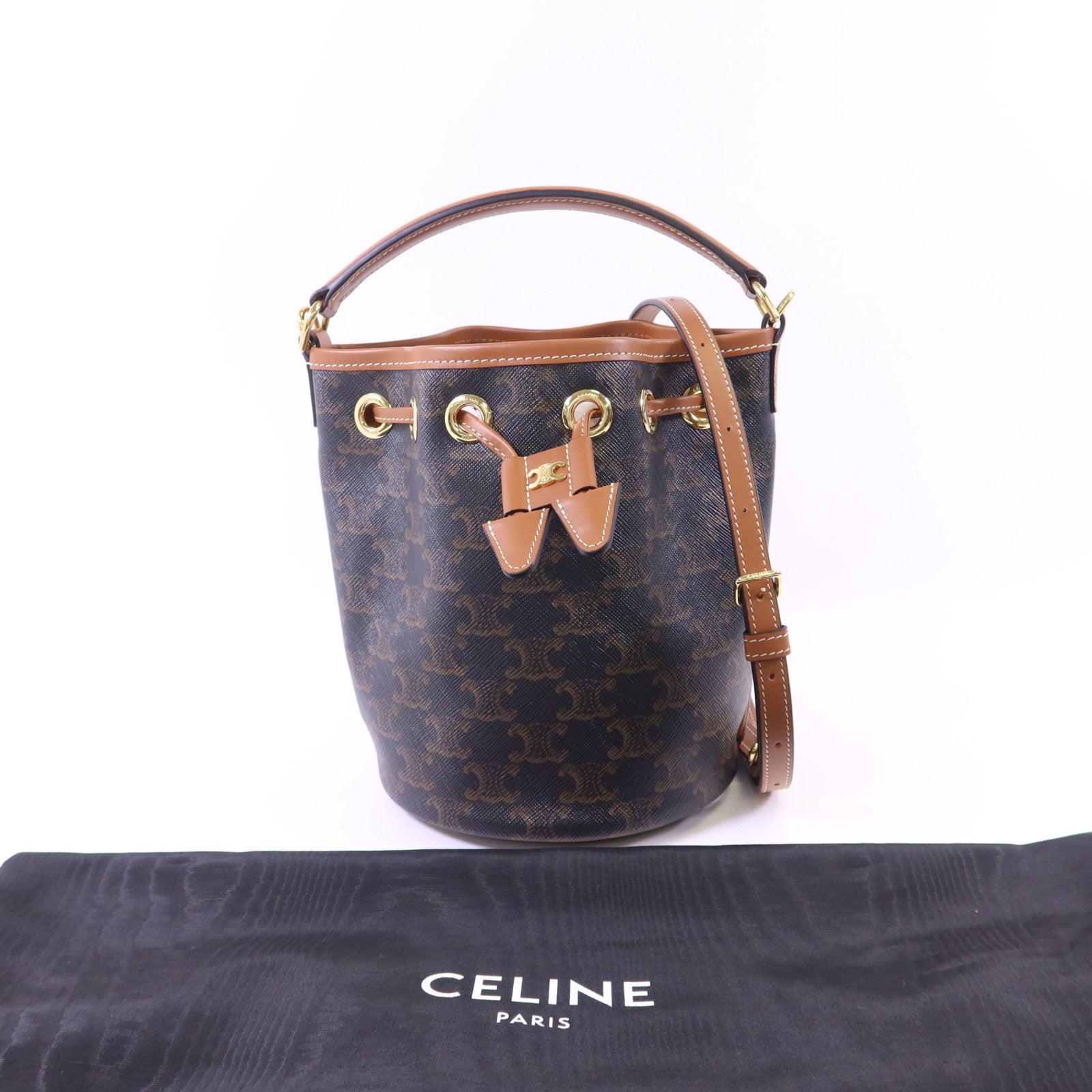 CELINE 塗層帆布Teen Clara金扣手挽肩背兩用袋