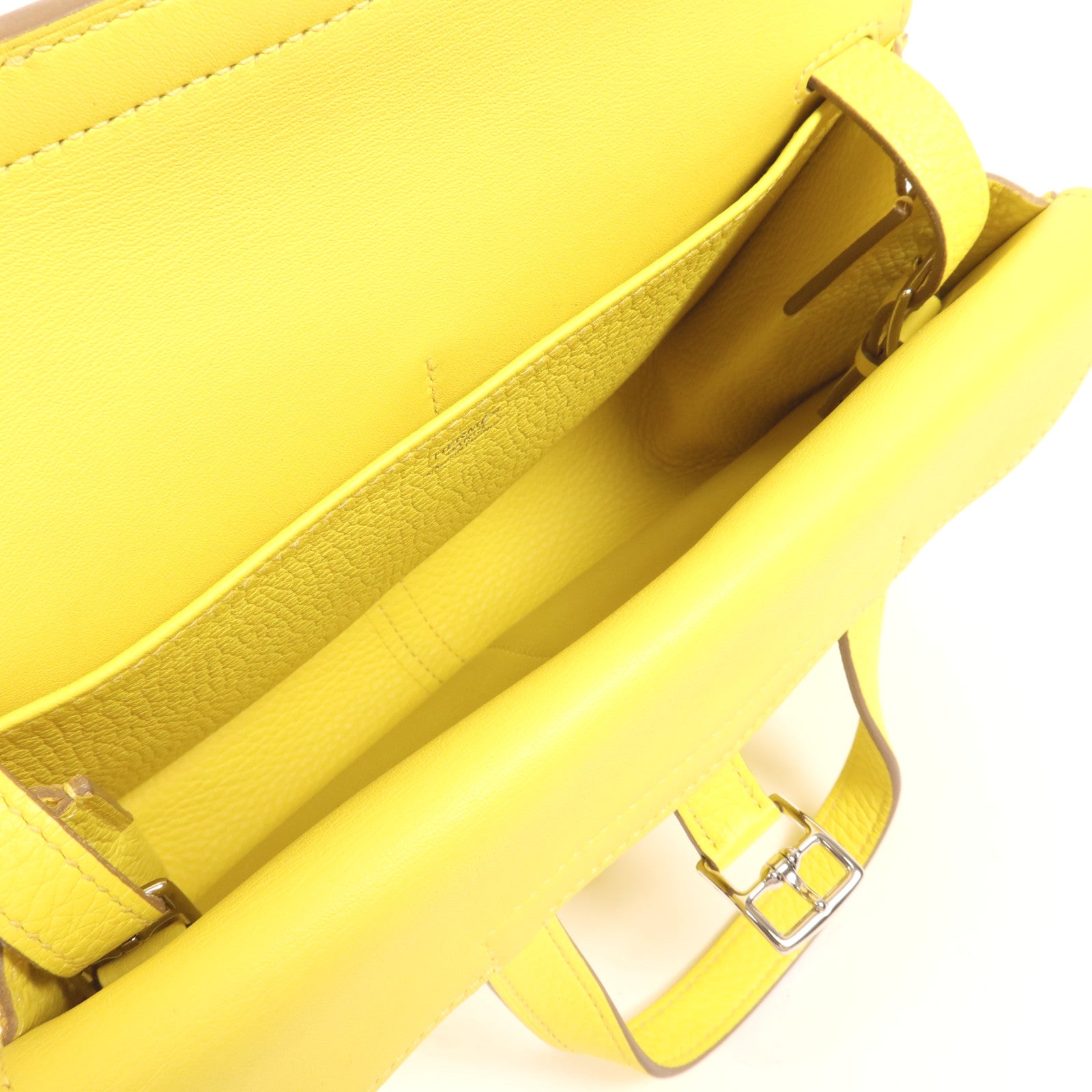 HERMES Clemence皮革Halzan 25銀扣手挽肩背兩用袋Lime
